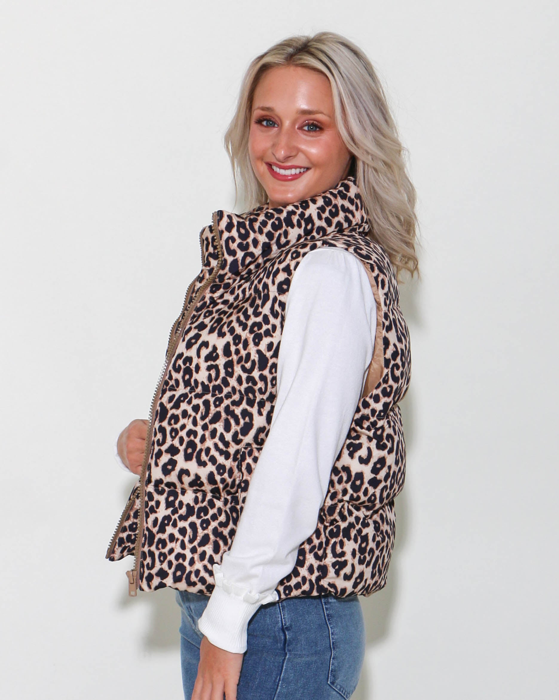 Leopard Puffer Vest