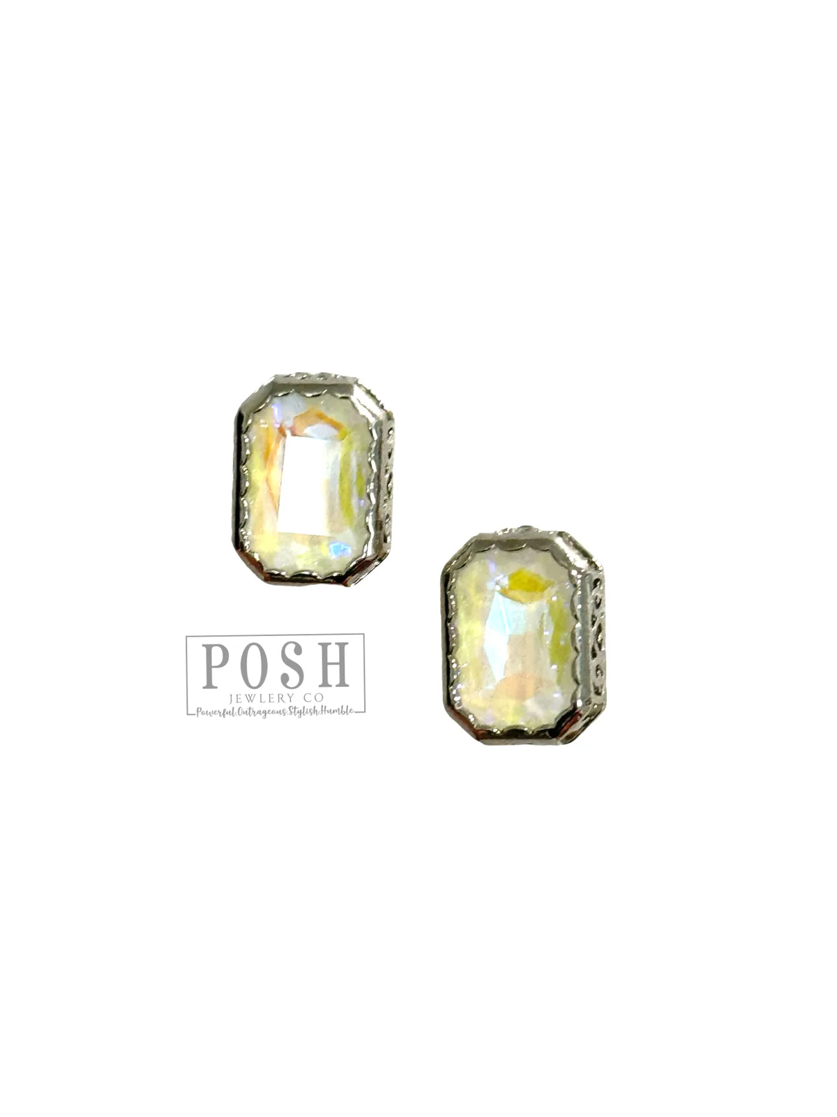 Silver/White Rhinestone Post Earring