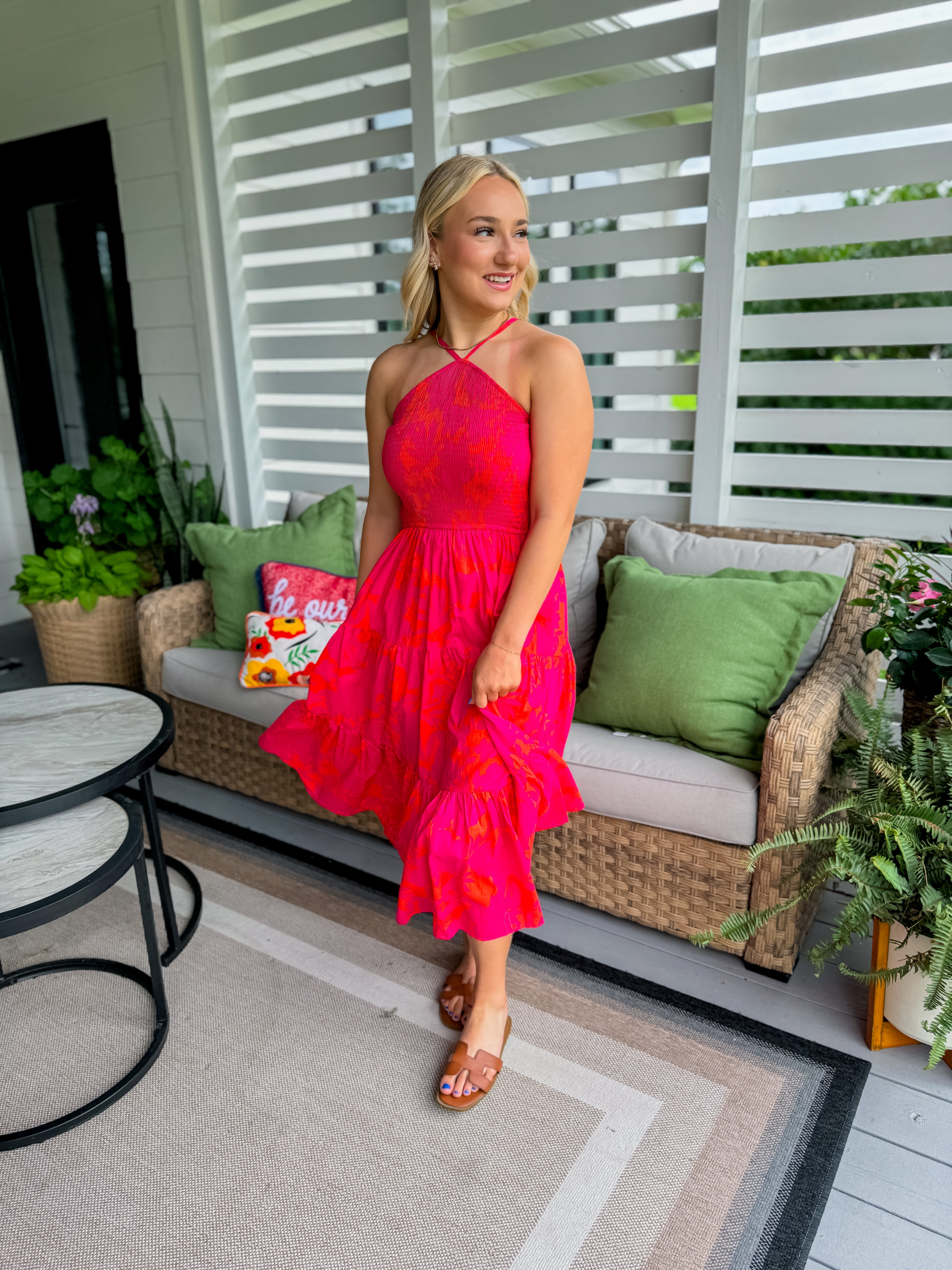 Smocked Maxi Dress in Pink