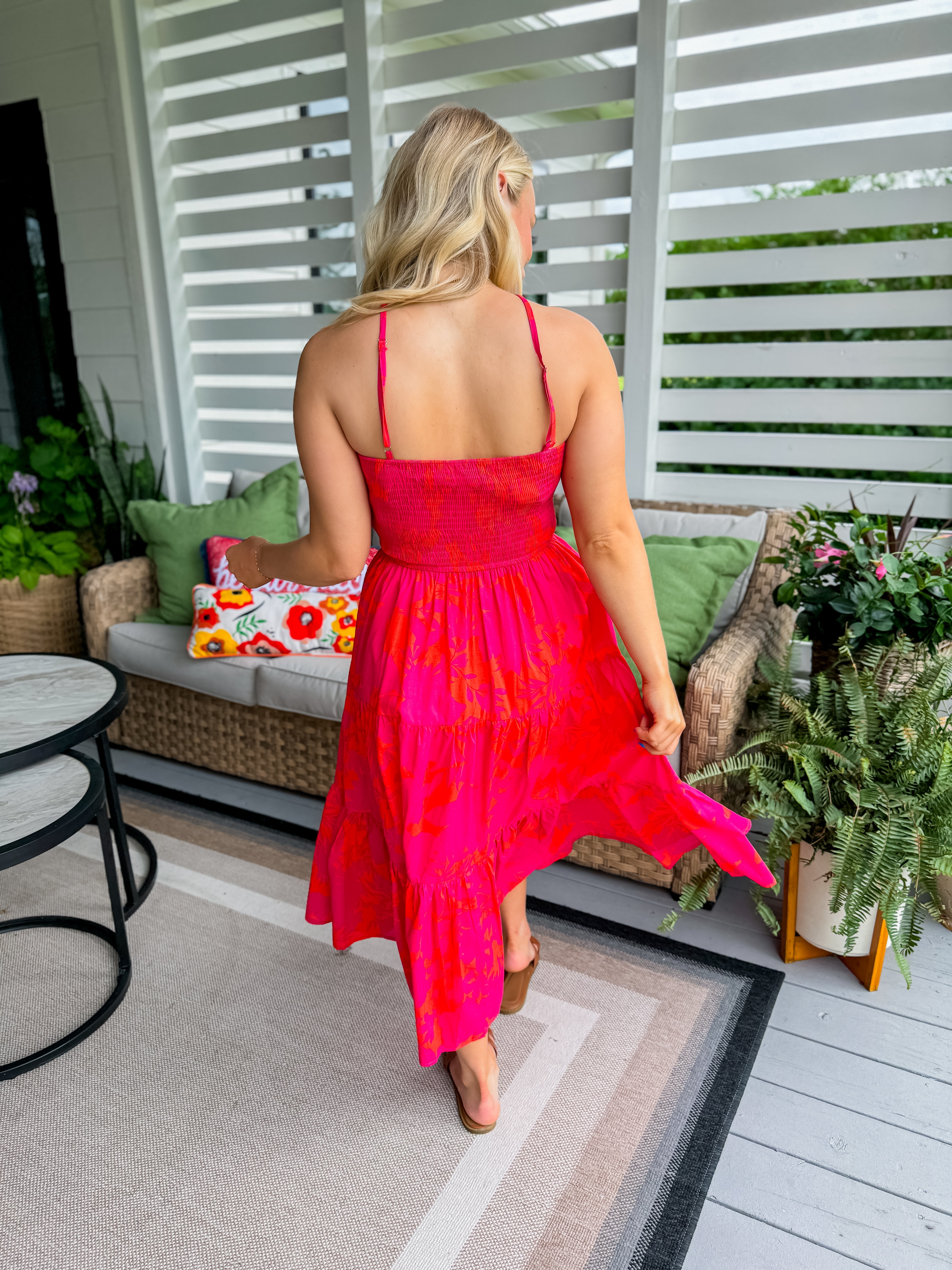 Smocked Maxi Dress in Pink