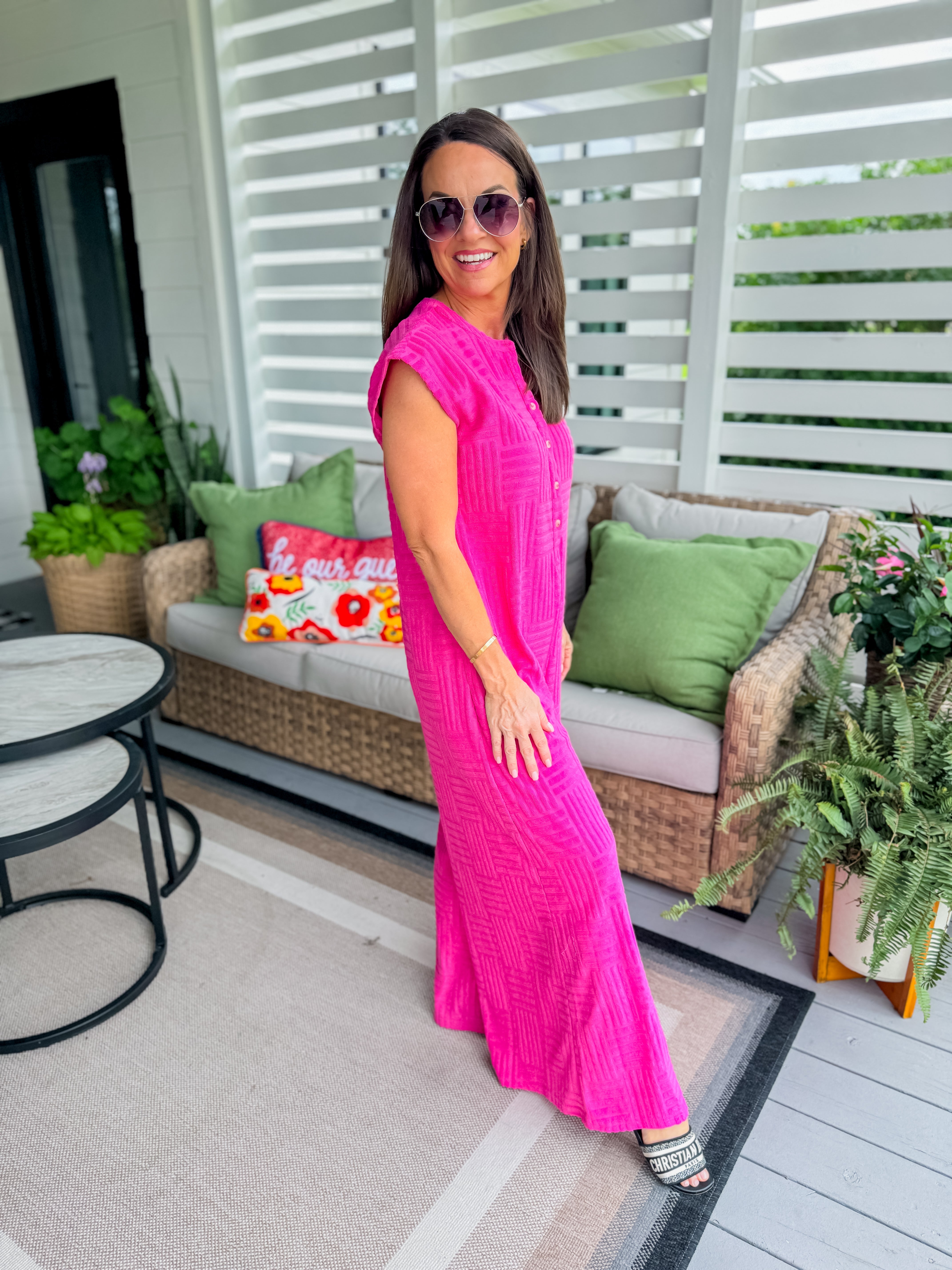 Hot Pink Textured Jumpsuit