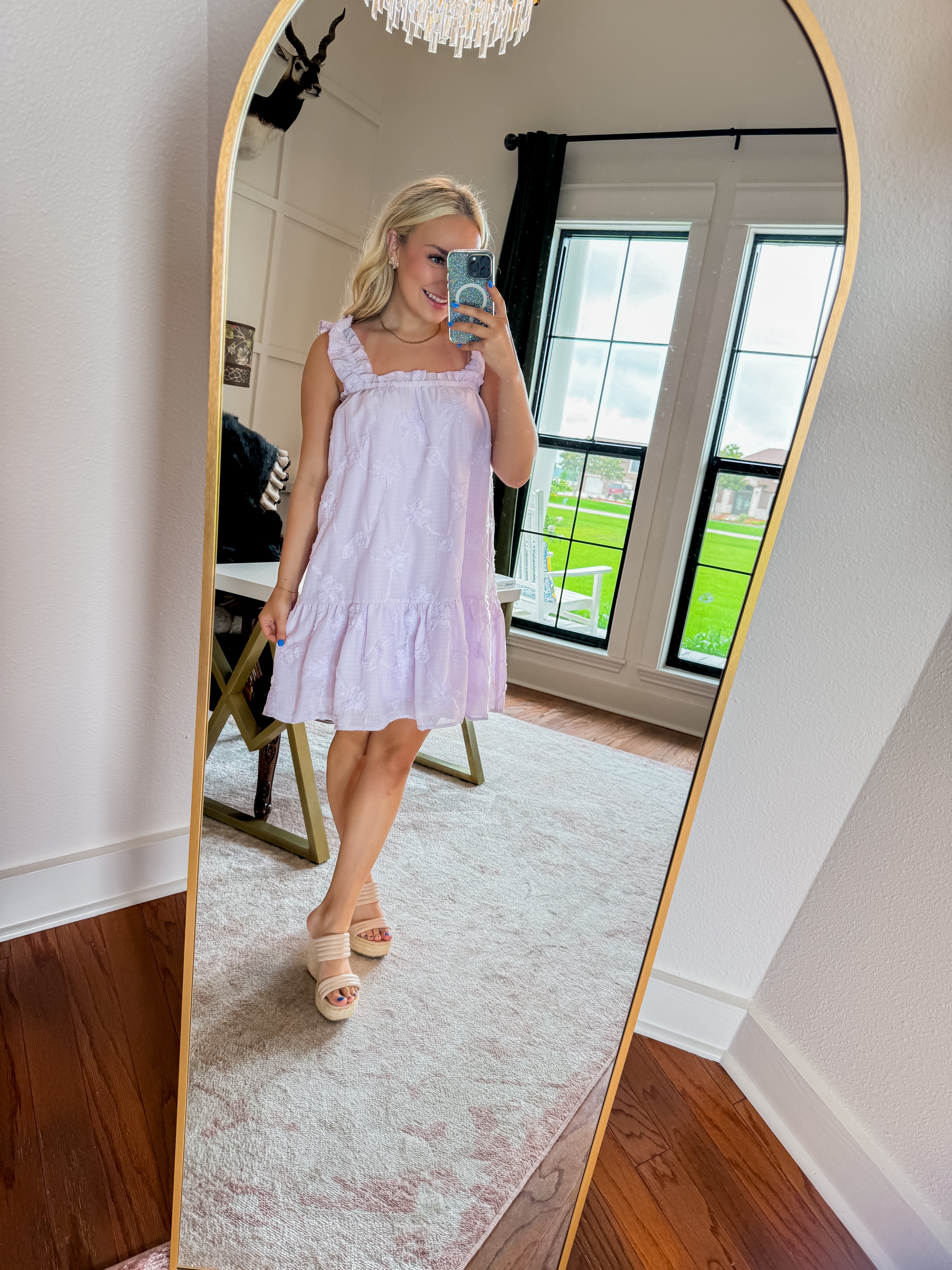 Ruffle Strap Dress in Lavender