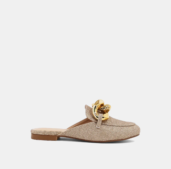 Alexis Loafer Mule in Gold Woven