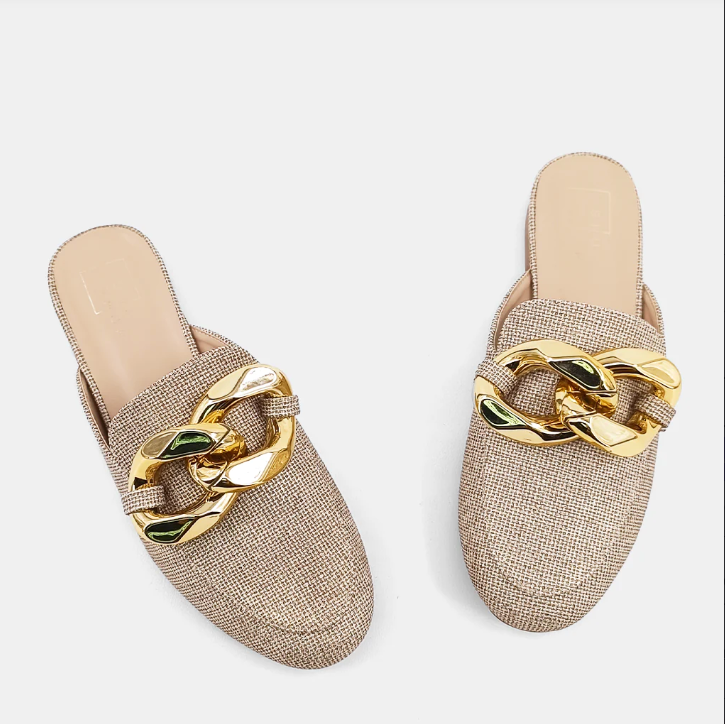 Alexis Loafer Mule in Gold Woven