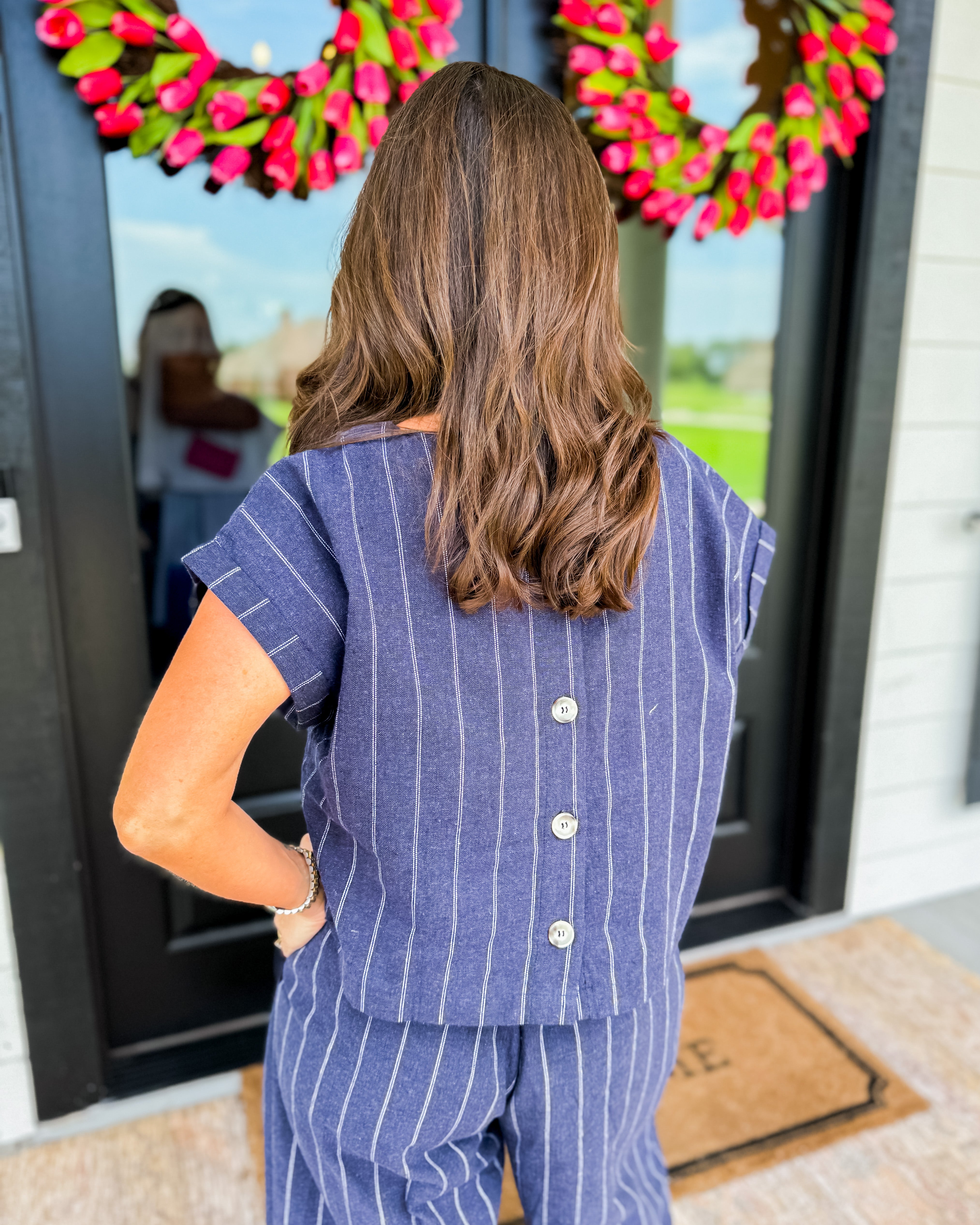 Stripe Print Set in Navy