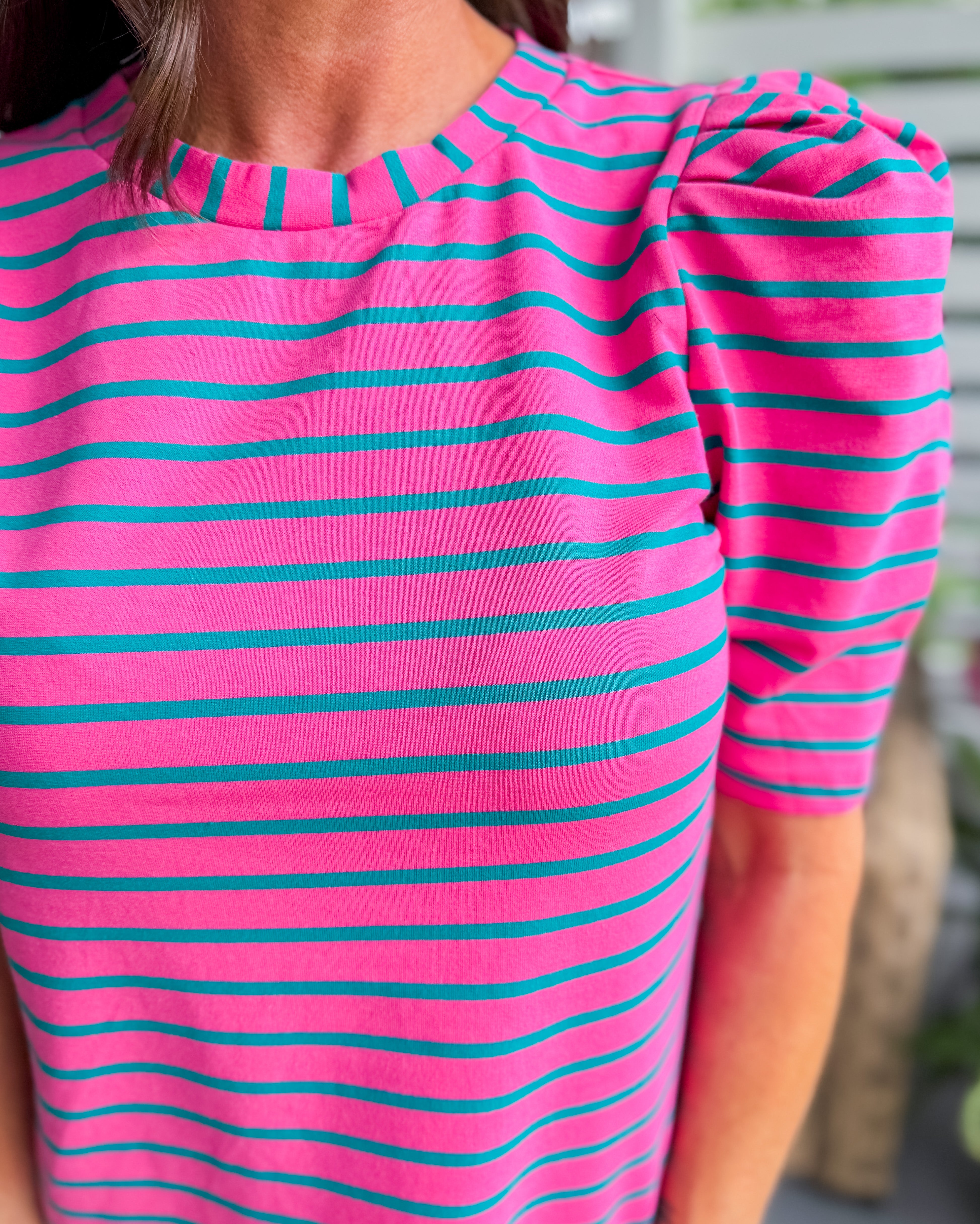 Stripe Knit Shirt in Pink/Green