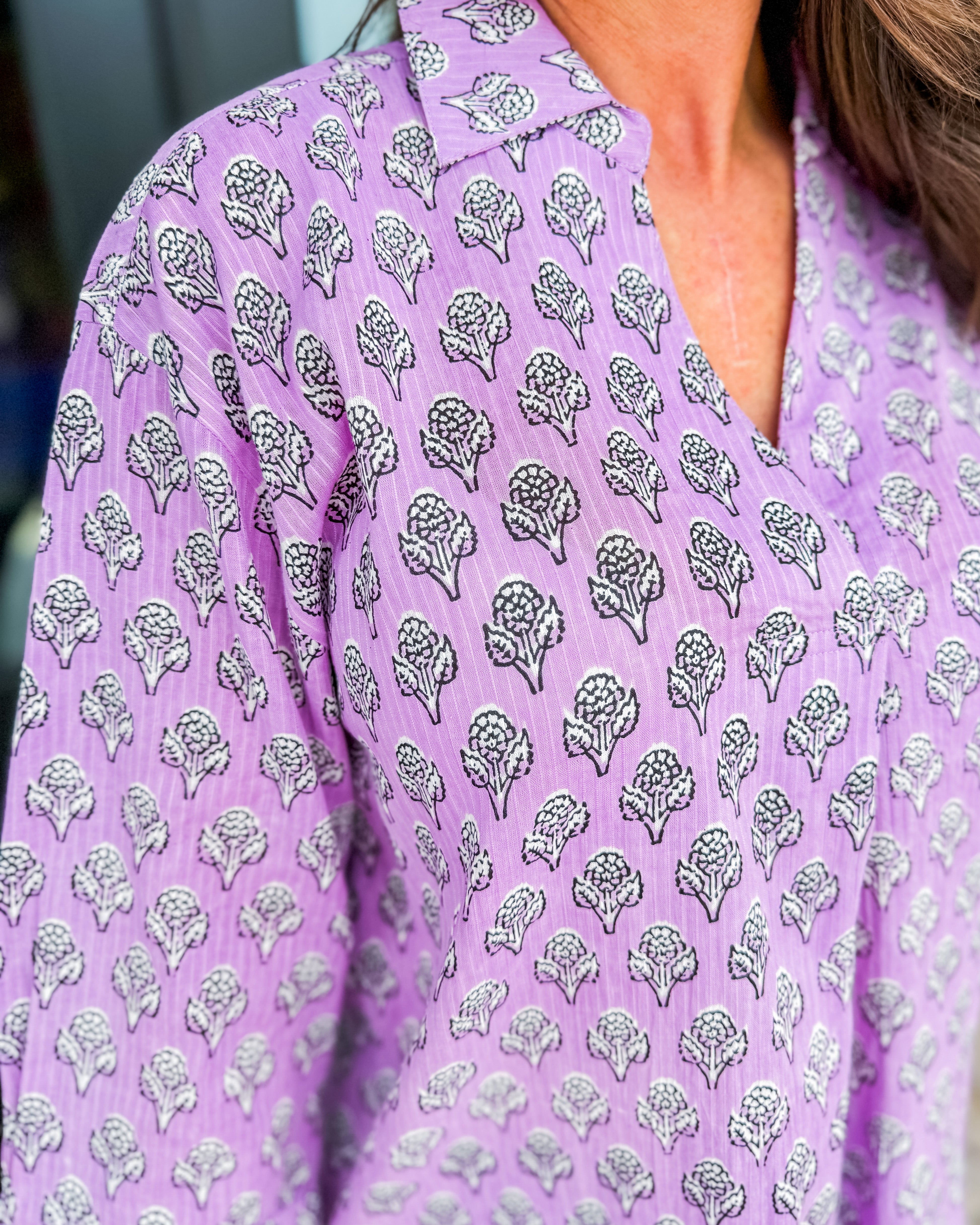 Block Print Shirt in Lavender | Ivy Jane