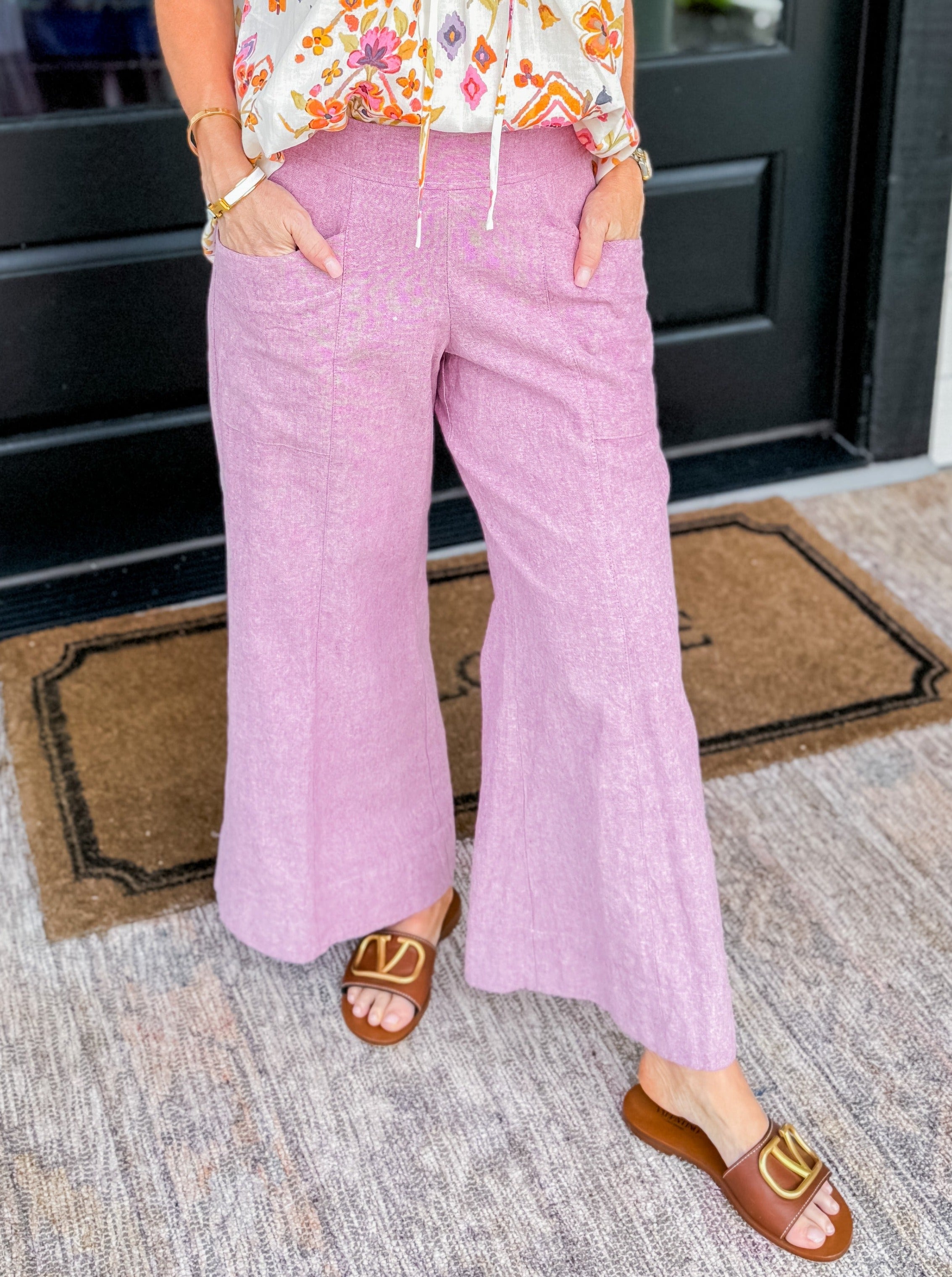 Linen Slouch Pocket Pant in Lilac | Ivy Jane