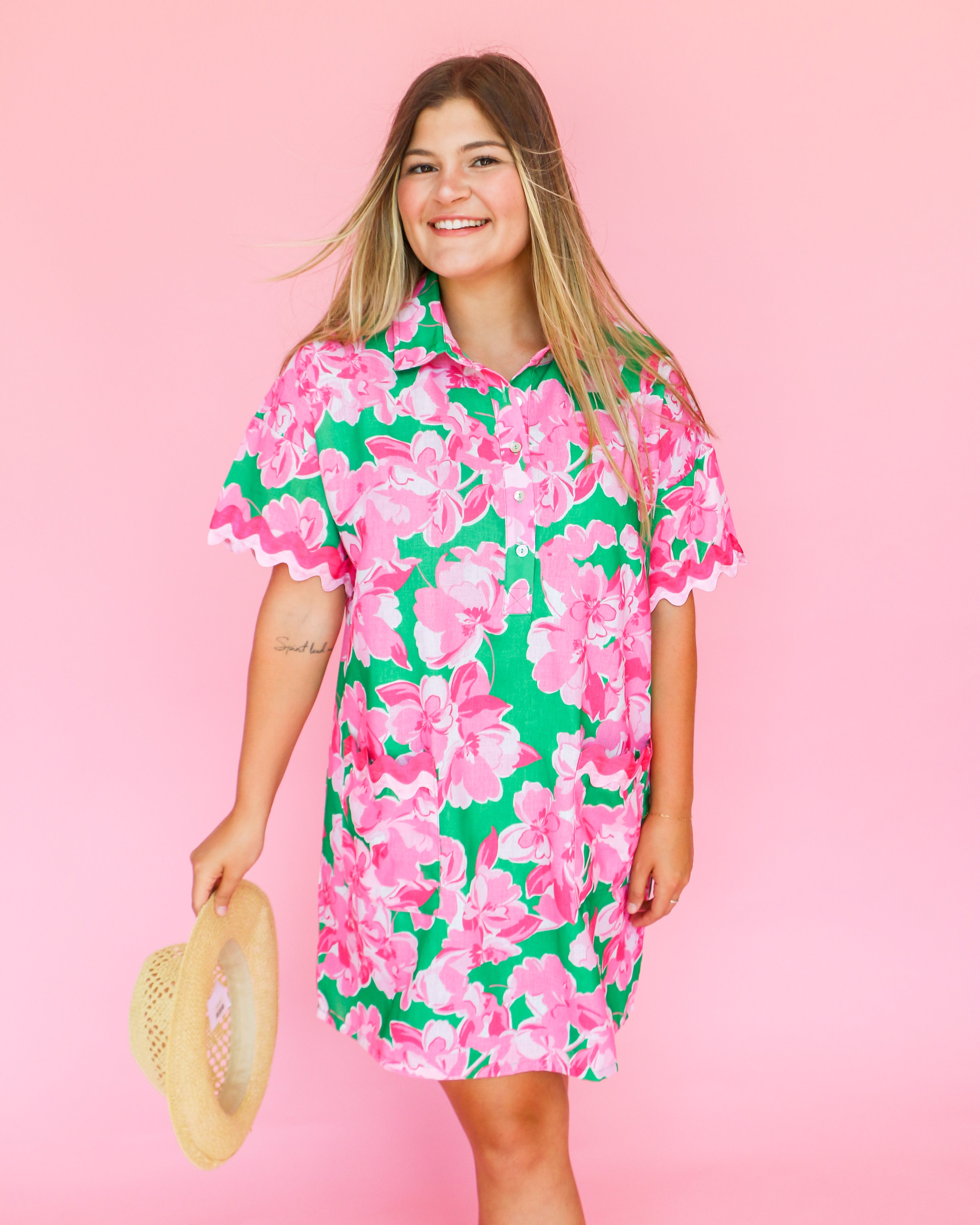 Ric Rac Bloom Dress in Green