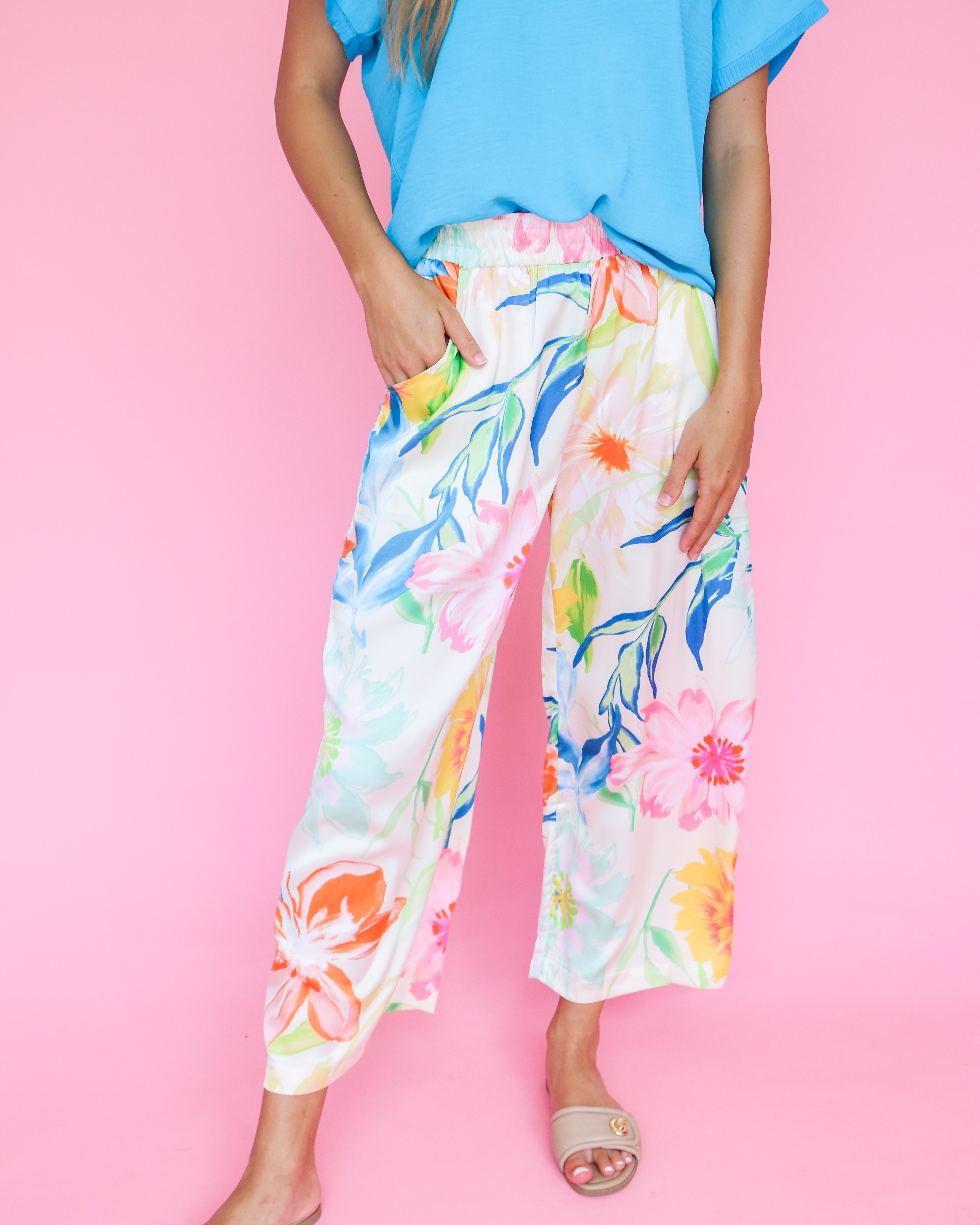 Floral Print Satin Pant