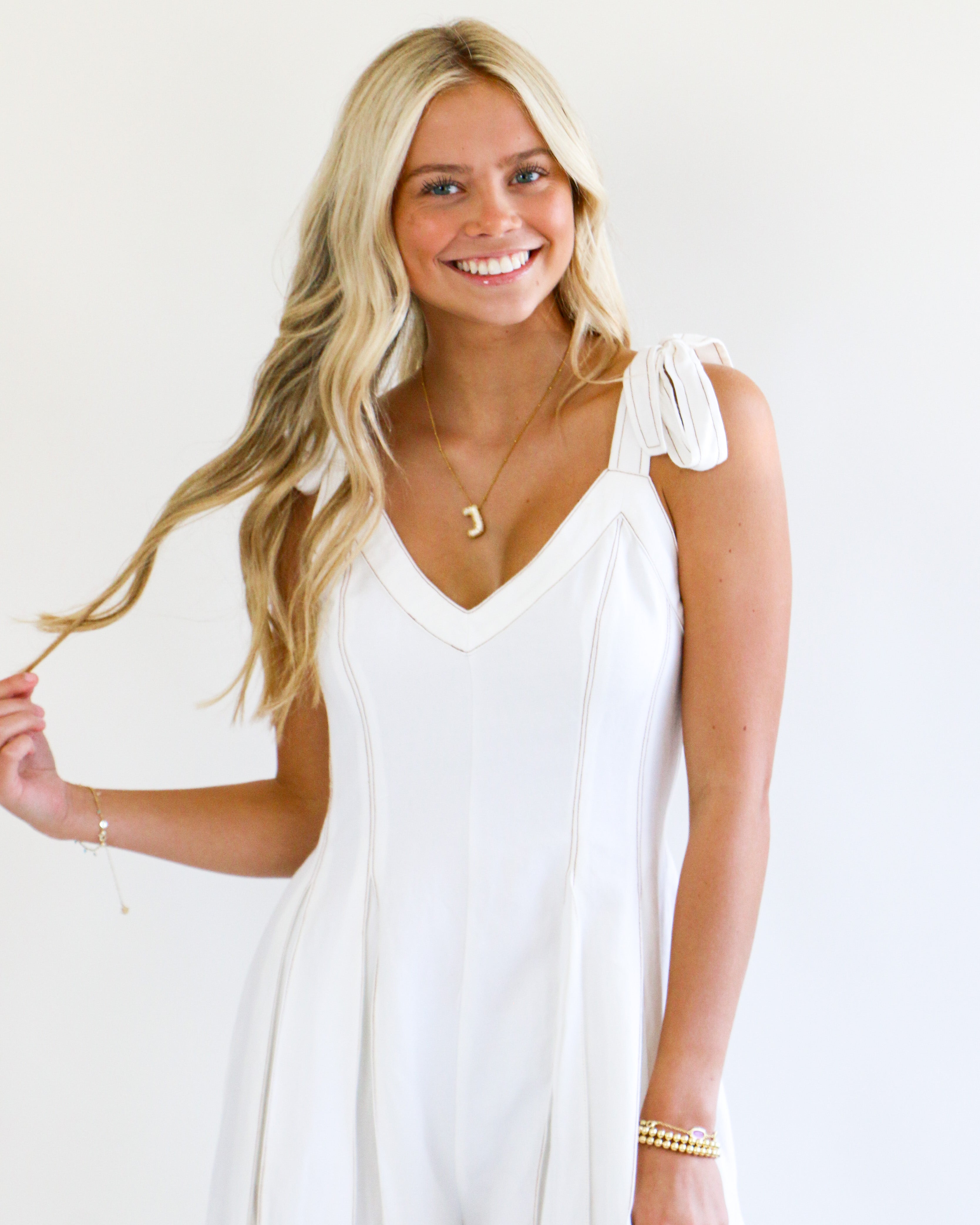 White Pleated Jumpsuit