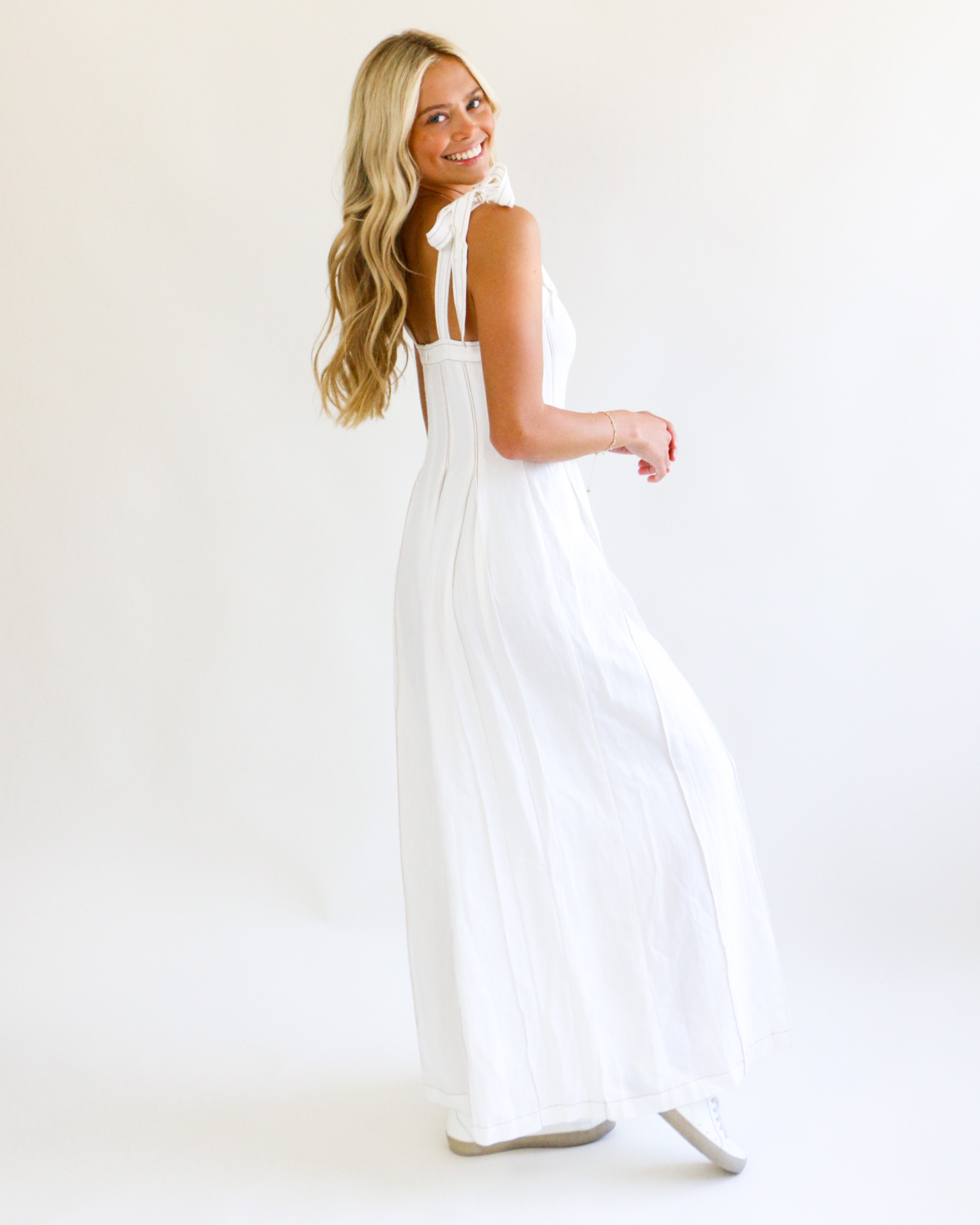 White Pleated Jumpsuit