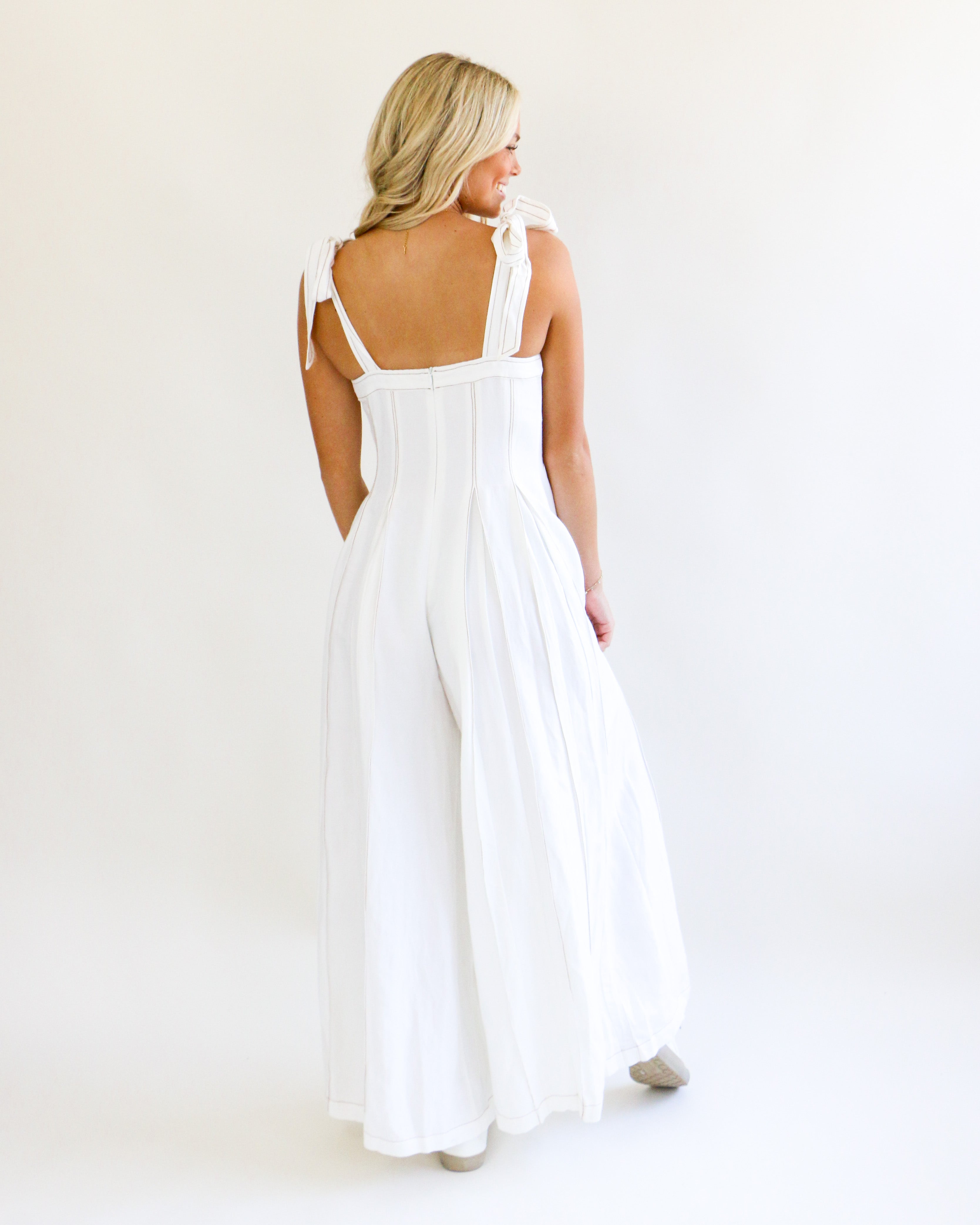 White Pleated Jumpsuit