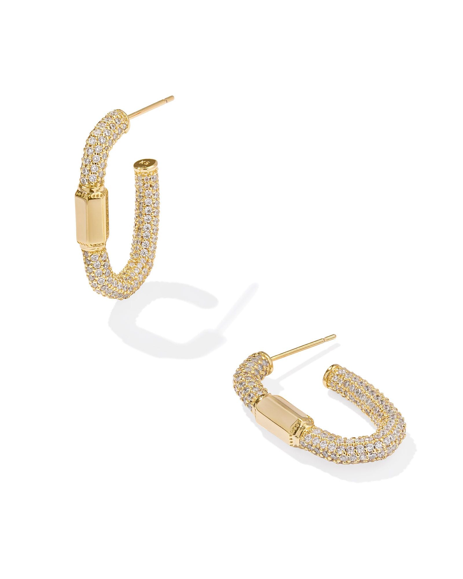 Emery Hoop Earring in Gold White Crystal