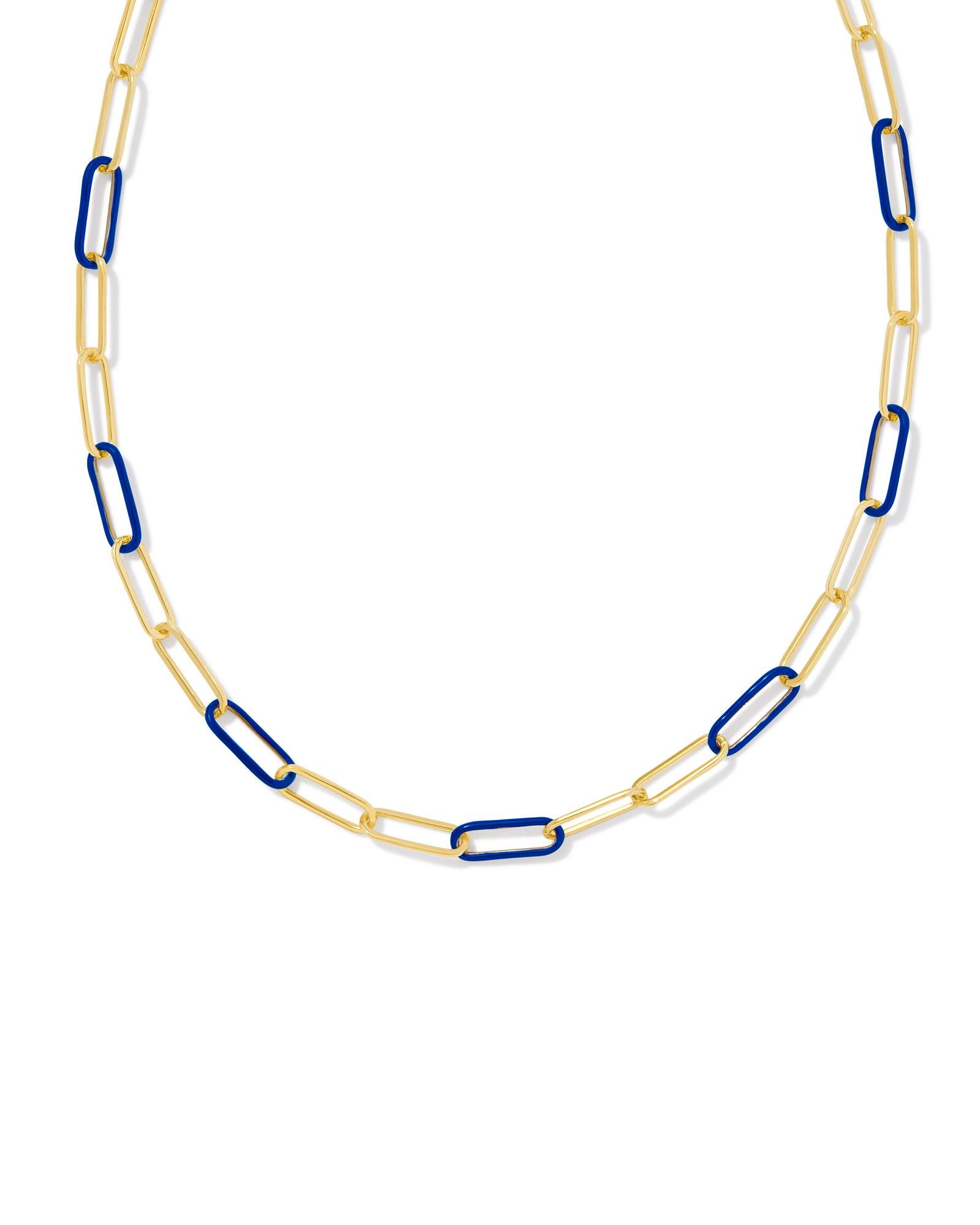 Ainsley Convertible Chain Necklace in Gold Blue Enamel