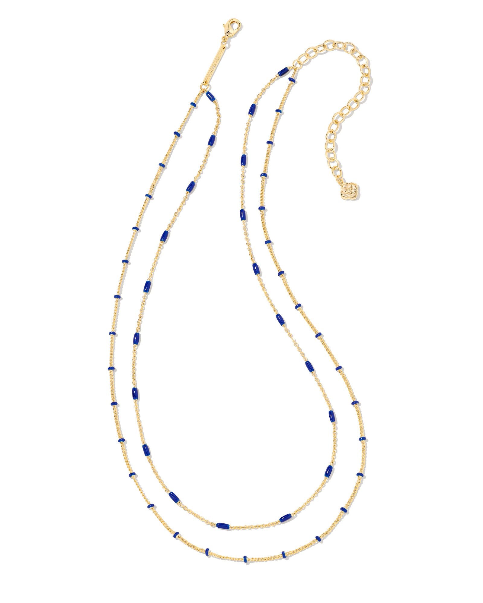 Dottie Multi Strand Necklace in Gold/Cobalt