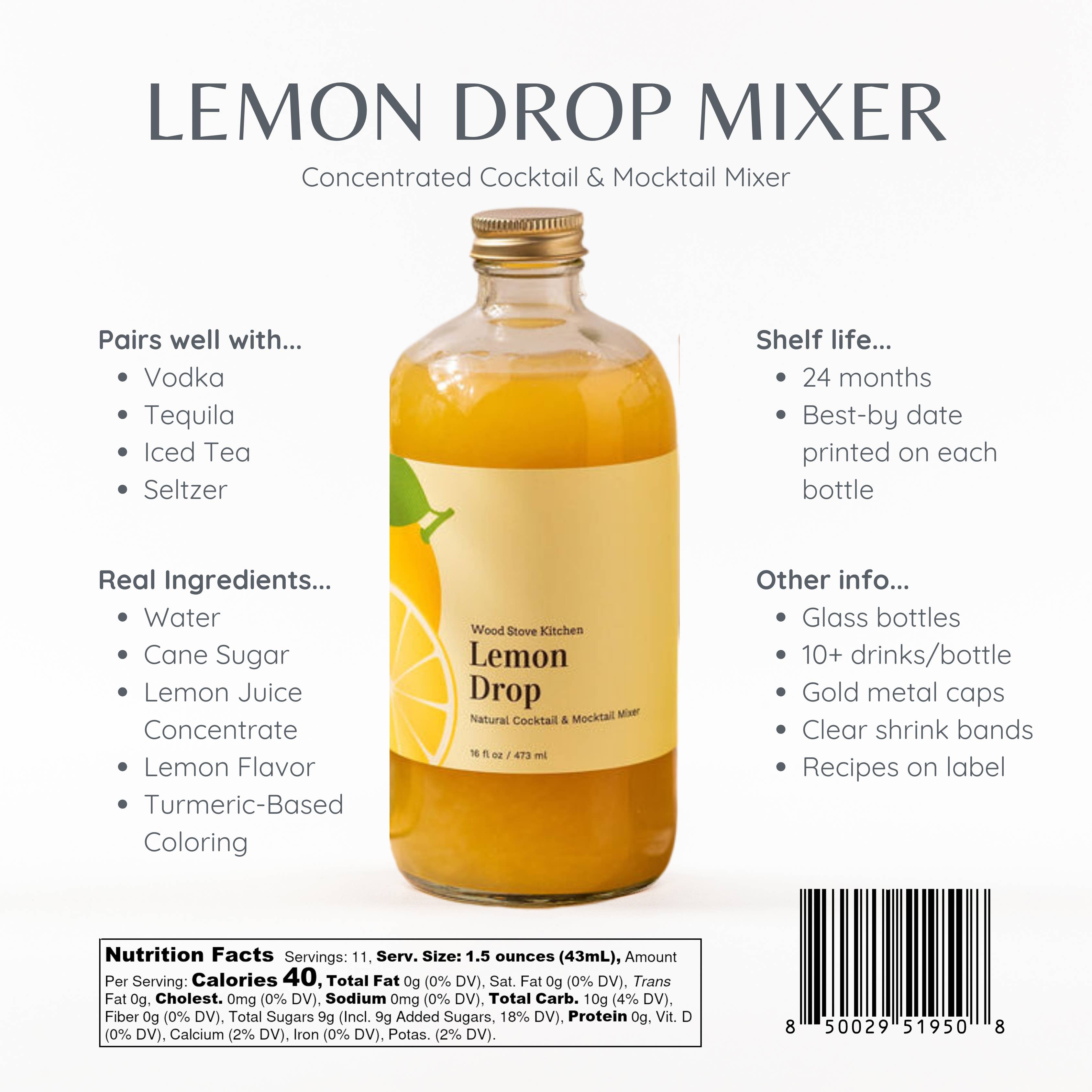 Lemon Drop Mixer for Cocktails and Mocktails, 16 fl oz