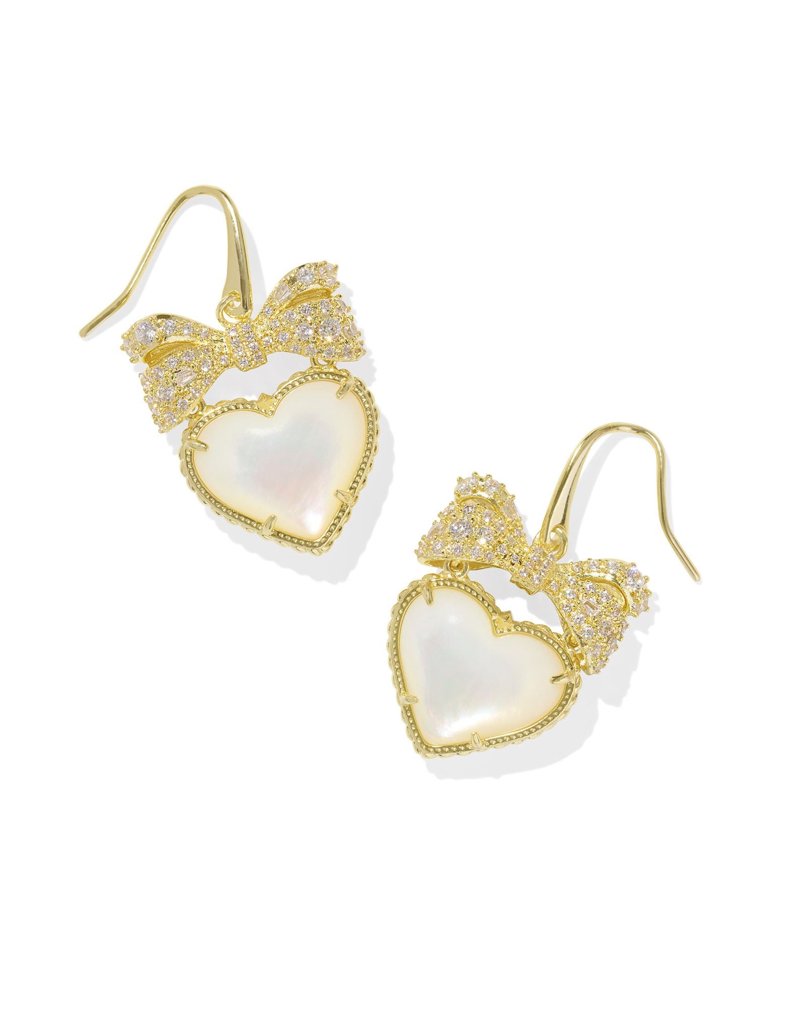 Haisley Heart Drop Earring in Gold Ivory Mother of Pearl