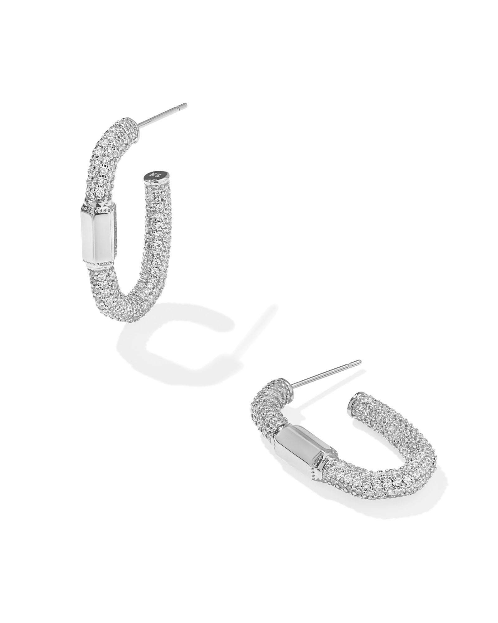 Emery Hoop Earring in Silver White Crystal