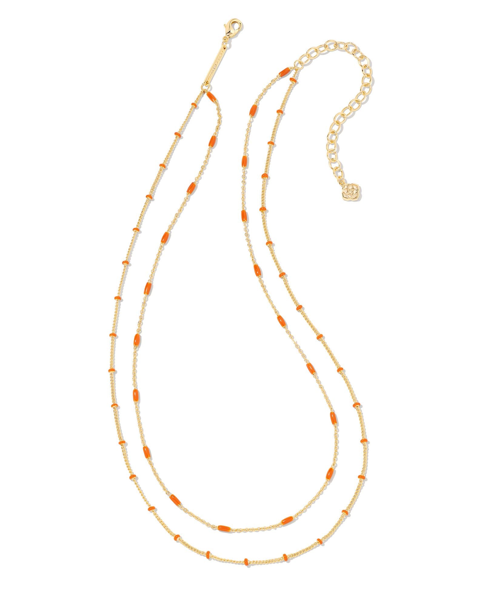 Dottie Multi Strand Necklace in Gold/Orange