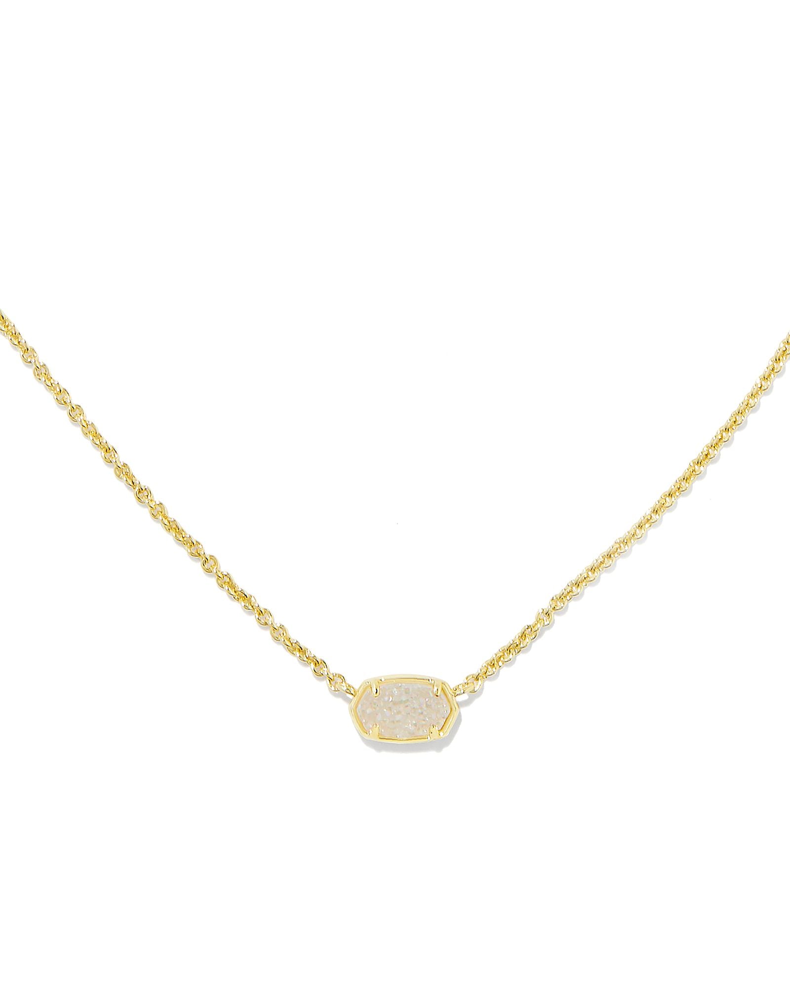 Emilie Short Pendant Necklace Gold Iridescent Drusy