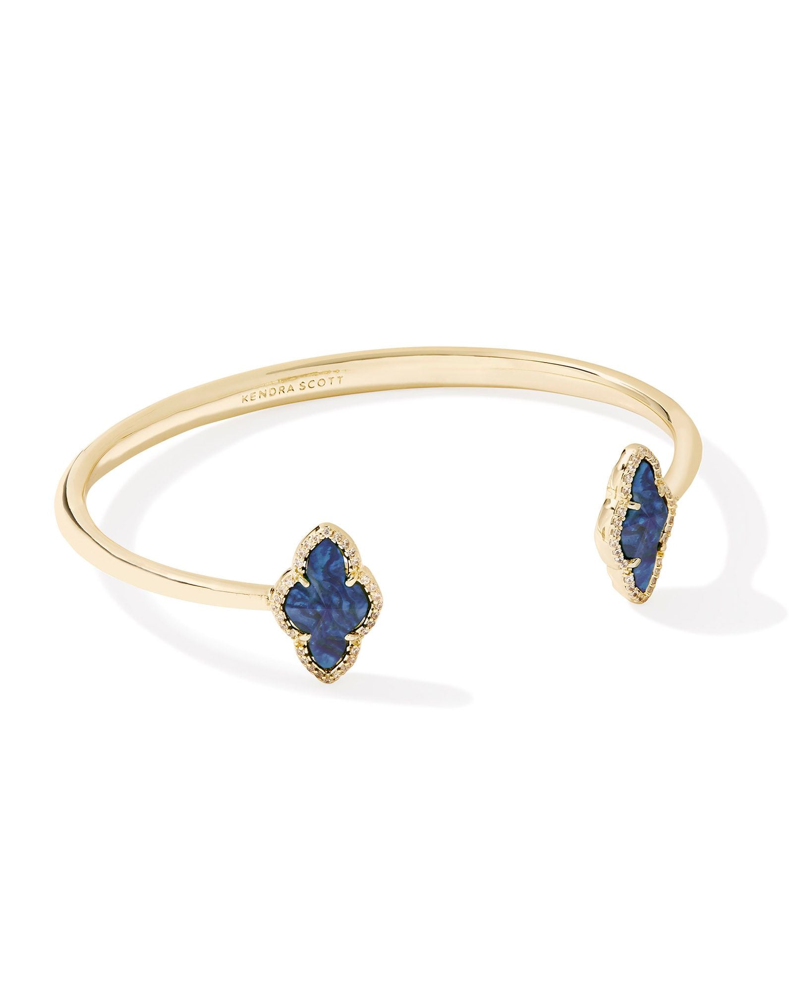 Abbie Pave Framed Cuff Bracelet in Gold Navy Abalone