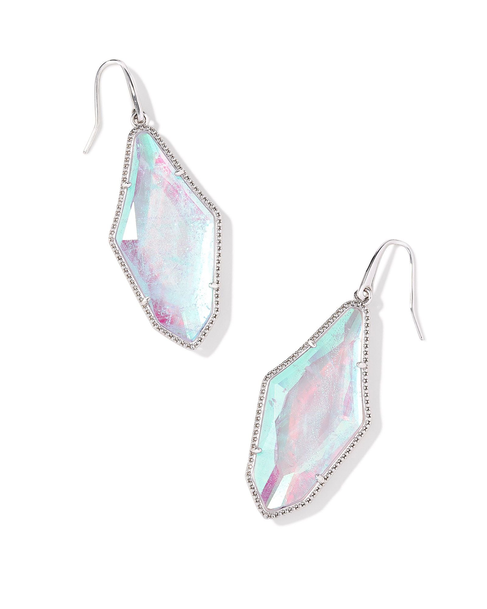 Evelyn Drop Earring in Silver Rock Crystal Dichroic