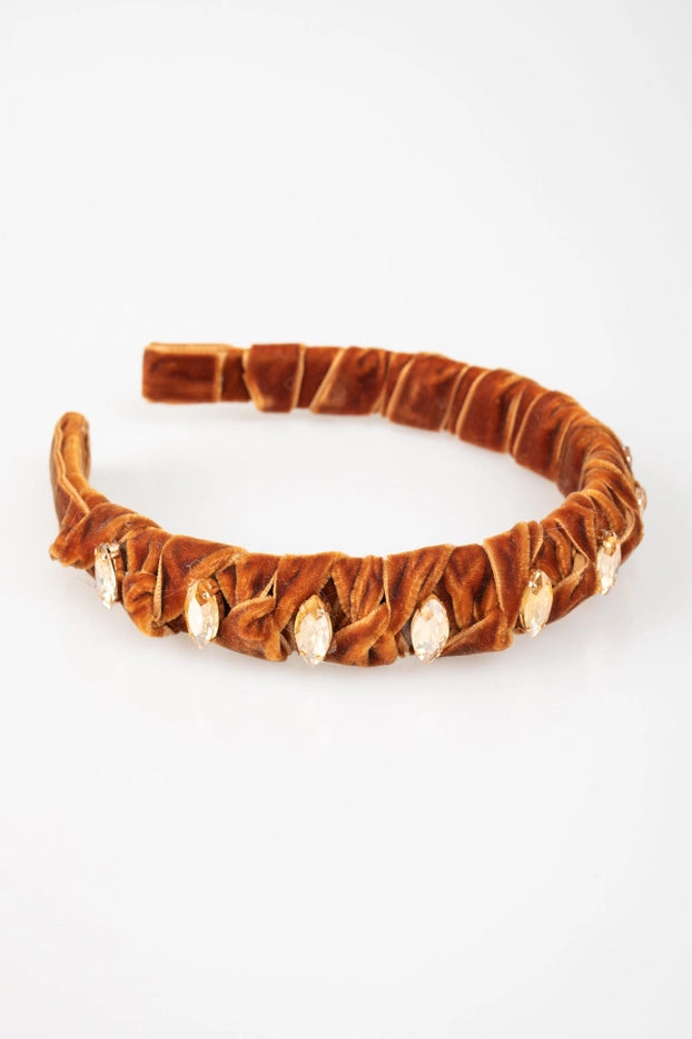 Knotted Velvet Headband Caramel