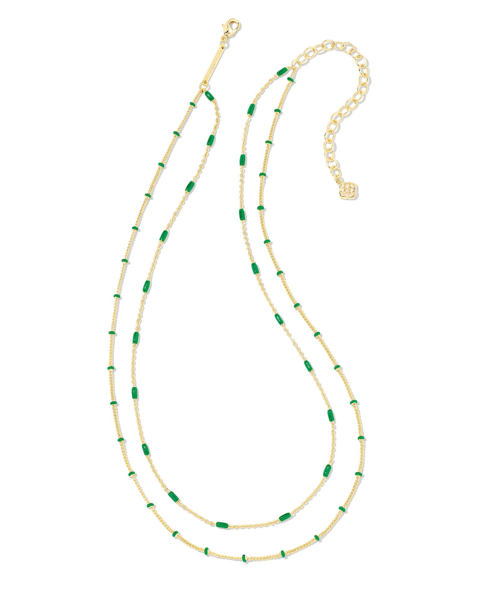 Dottie Multi Strand Necklace in Gold/Emerald