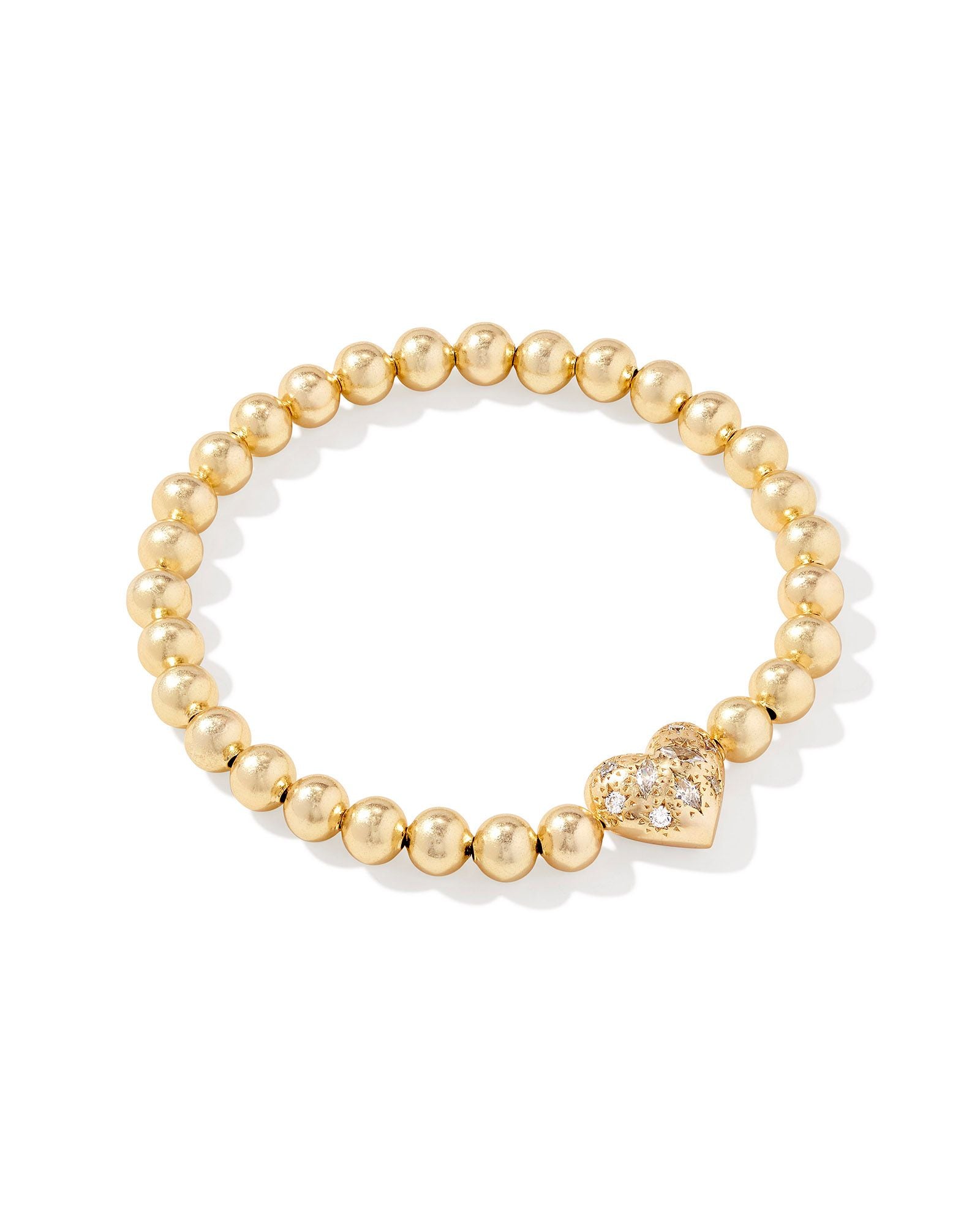 Holland Heart Stretch Bracelet in Gold White Crystal