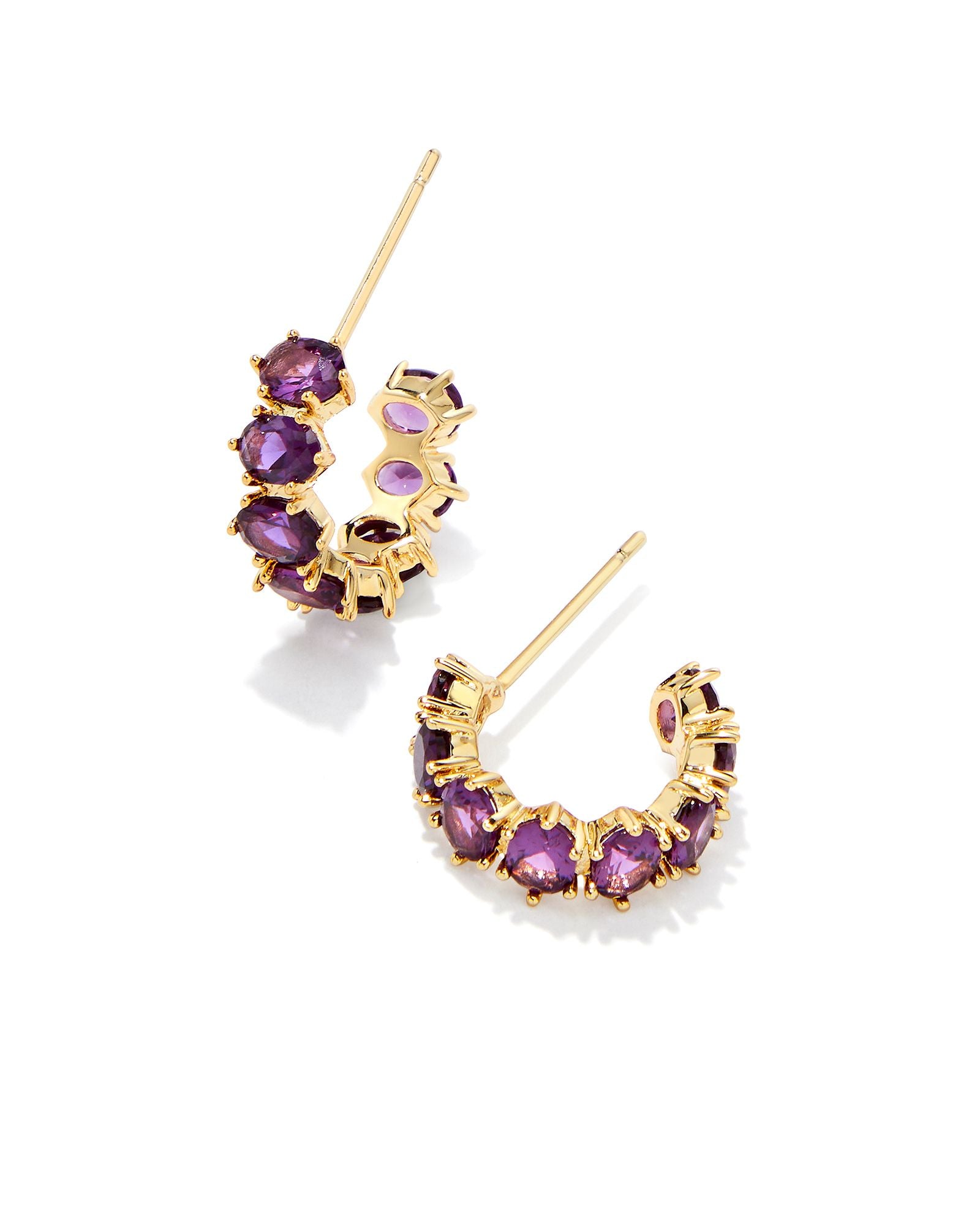 Cailin Crystal Huggie Earring Gold Purple Crystal