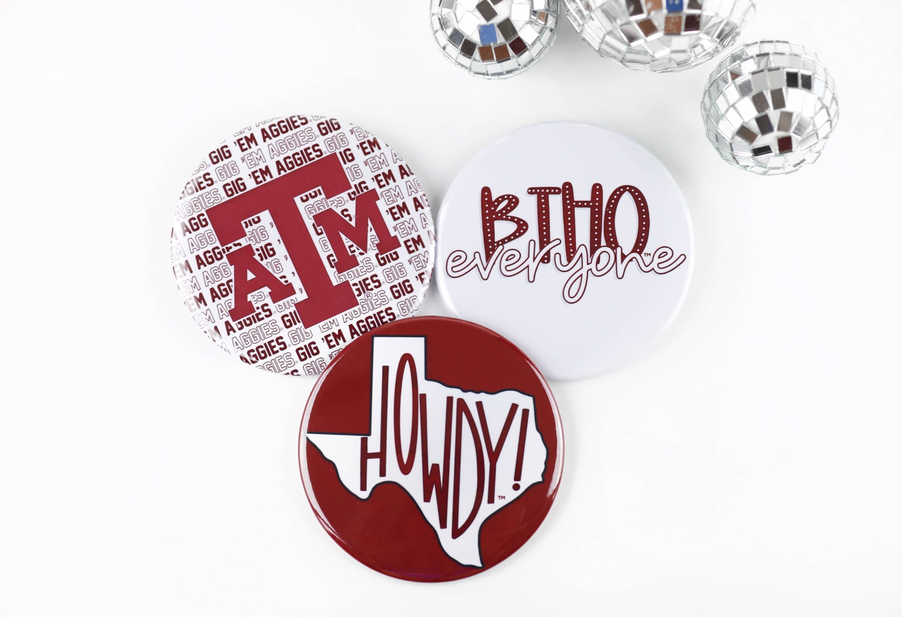 TEXAS A&M Maroon Game Day Tailgate Buttons | Game Day Pins (