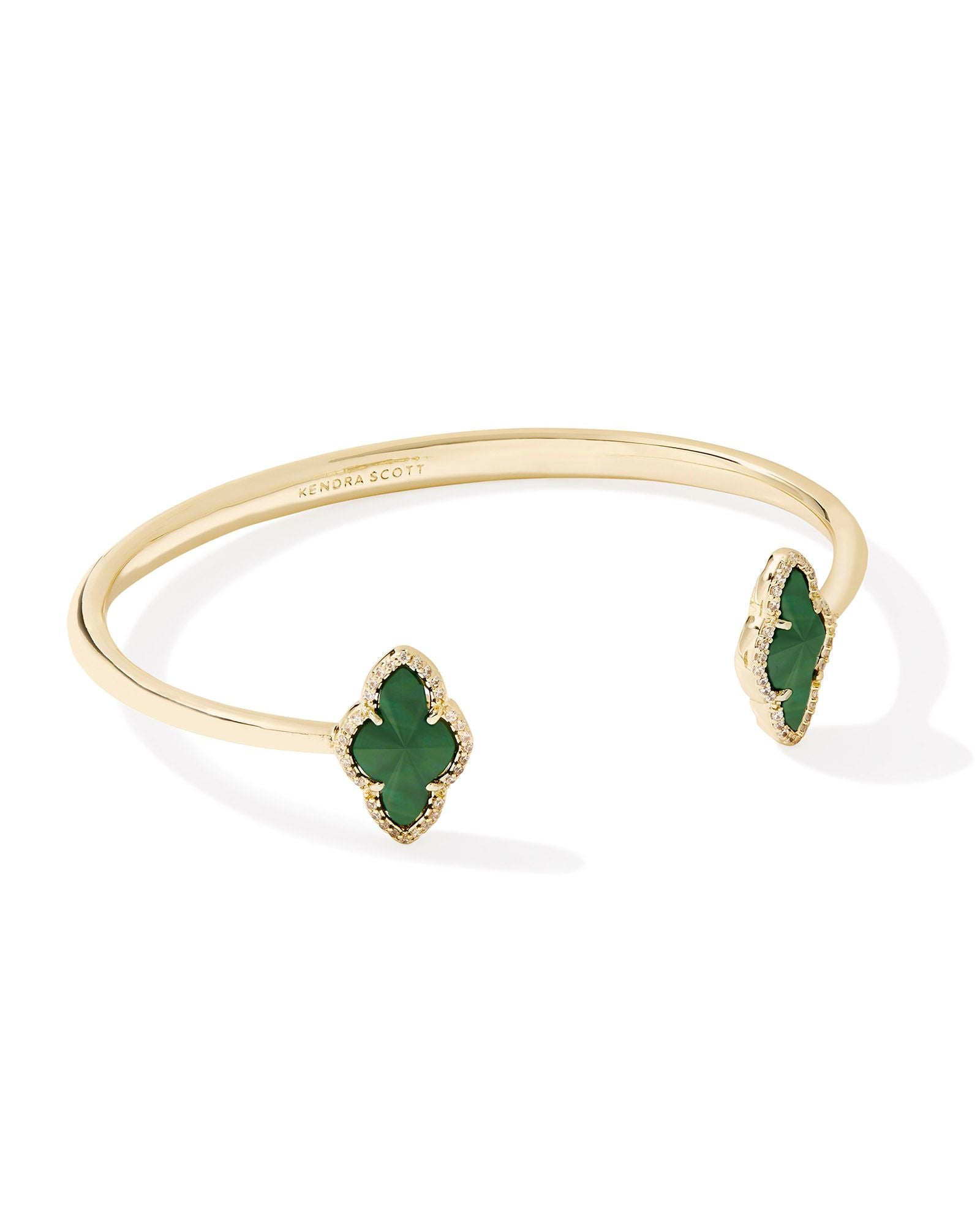 Abbie Pave Framed Cuff Bracelet in Gold Green Illusion