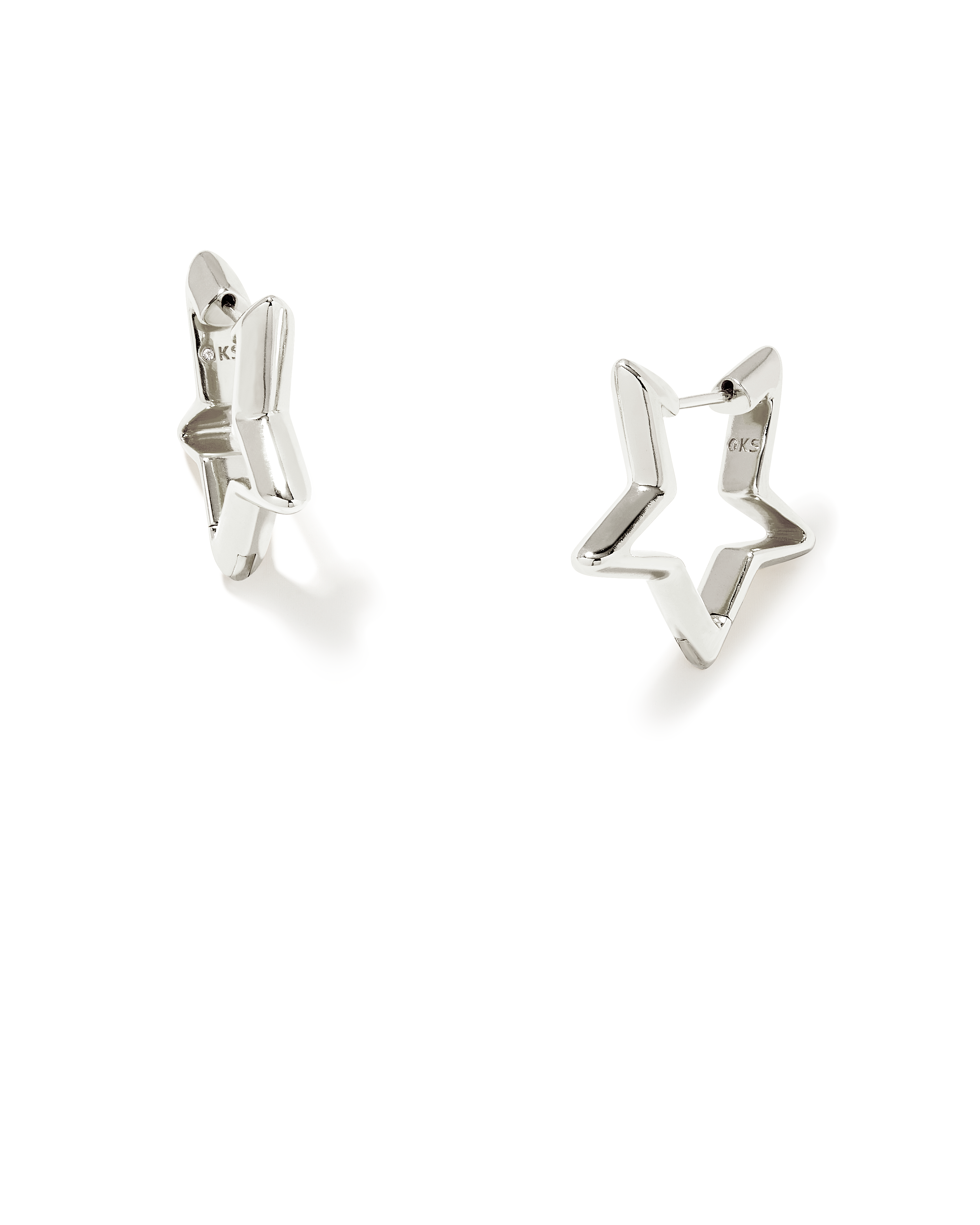 Star Huggie Earrings in Silver