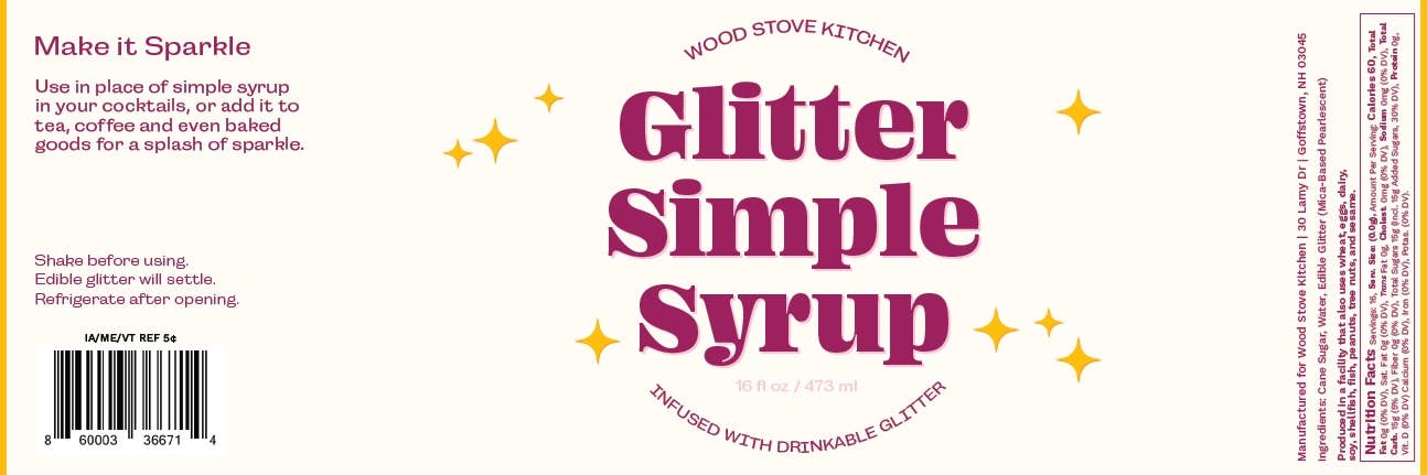 Glitter Simple Syrup, 16 fl oz with Edible Glitter