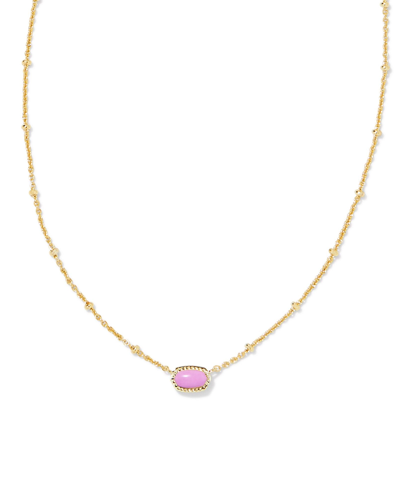 Mini Elisa Satellite Pendant Necklace in Gold Fuchsia Magnesite