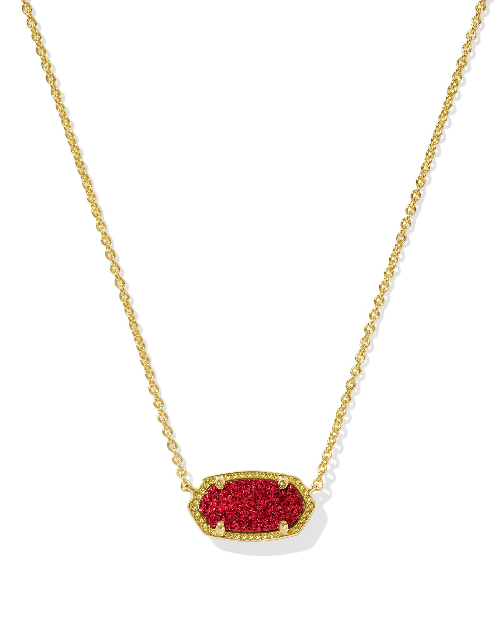 Elisa Pendant Necklace in Gold Bright Red Drusy