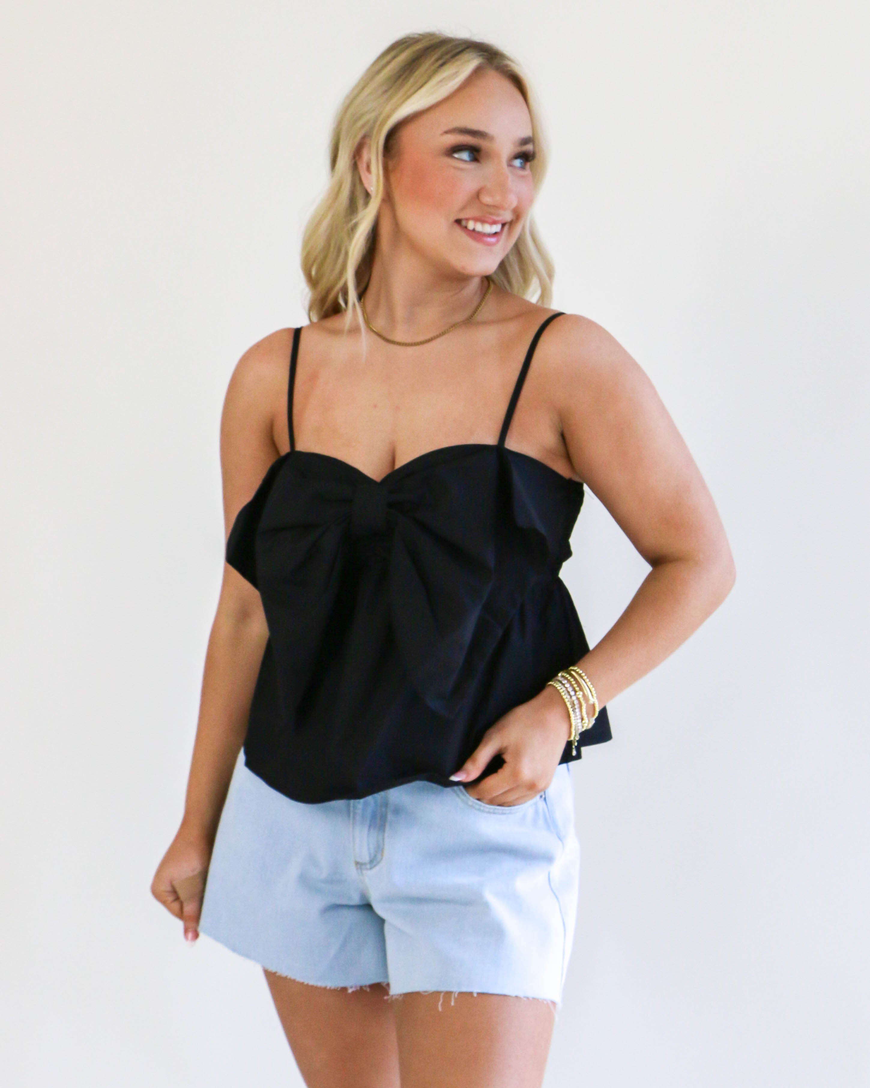 Bow Tie Top in Black