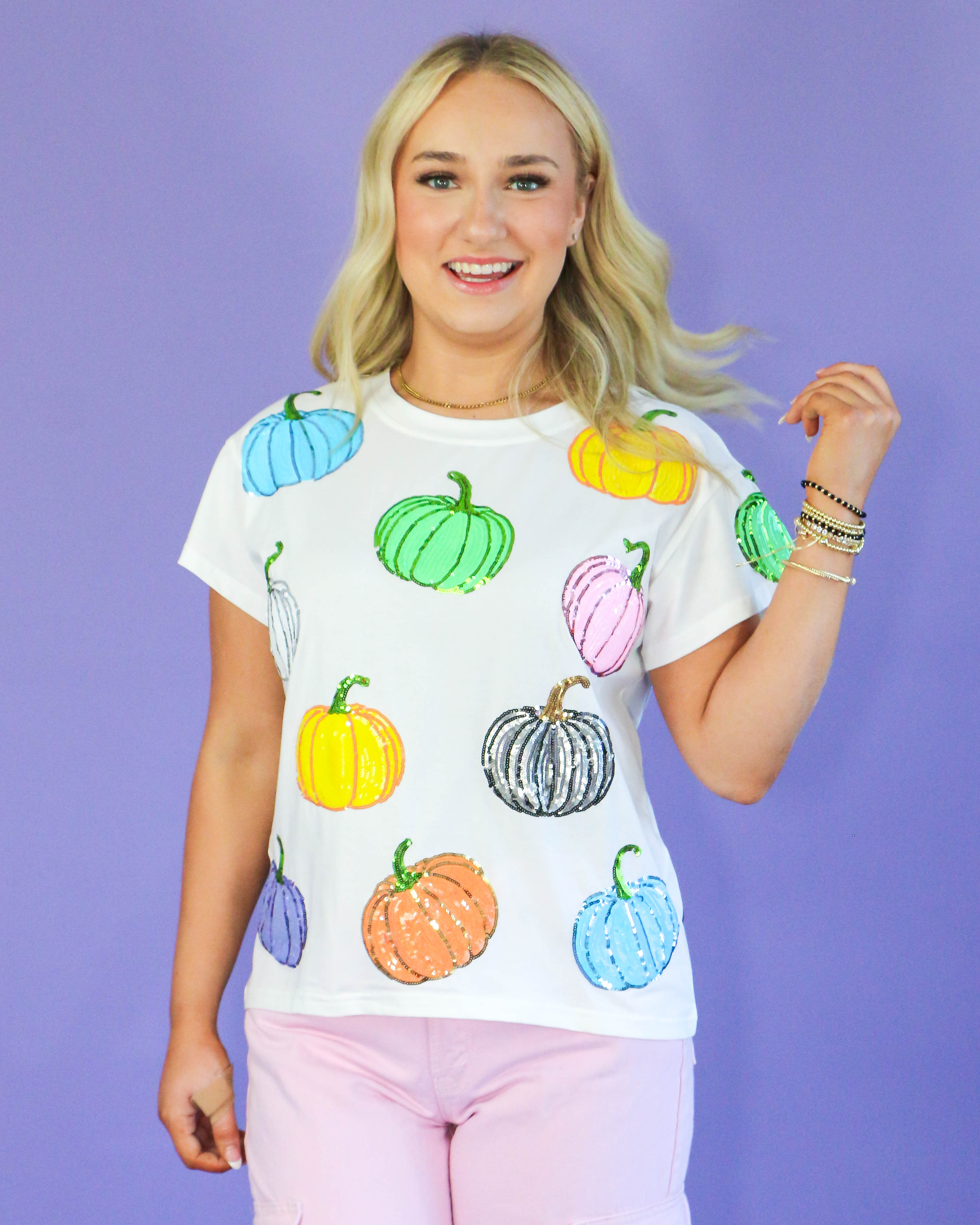 White Multi Pumpkin Tee