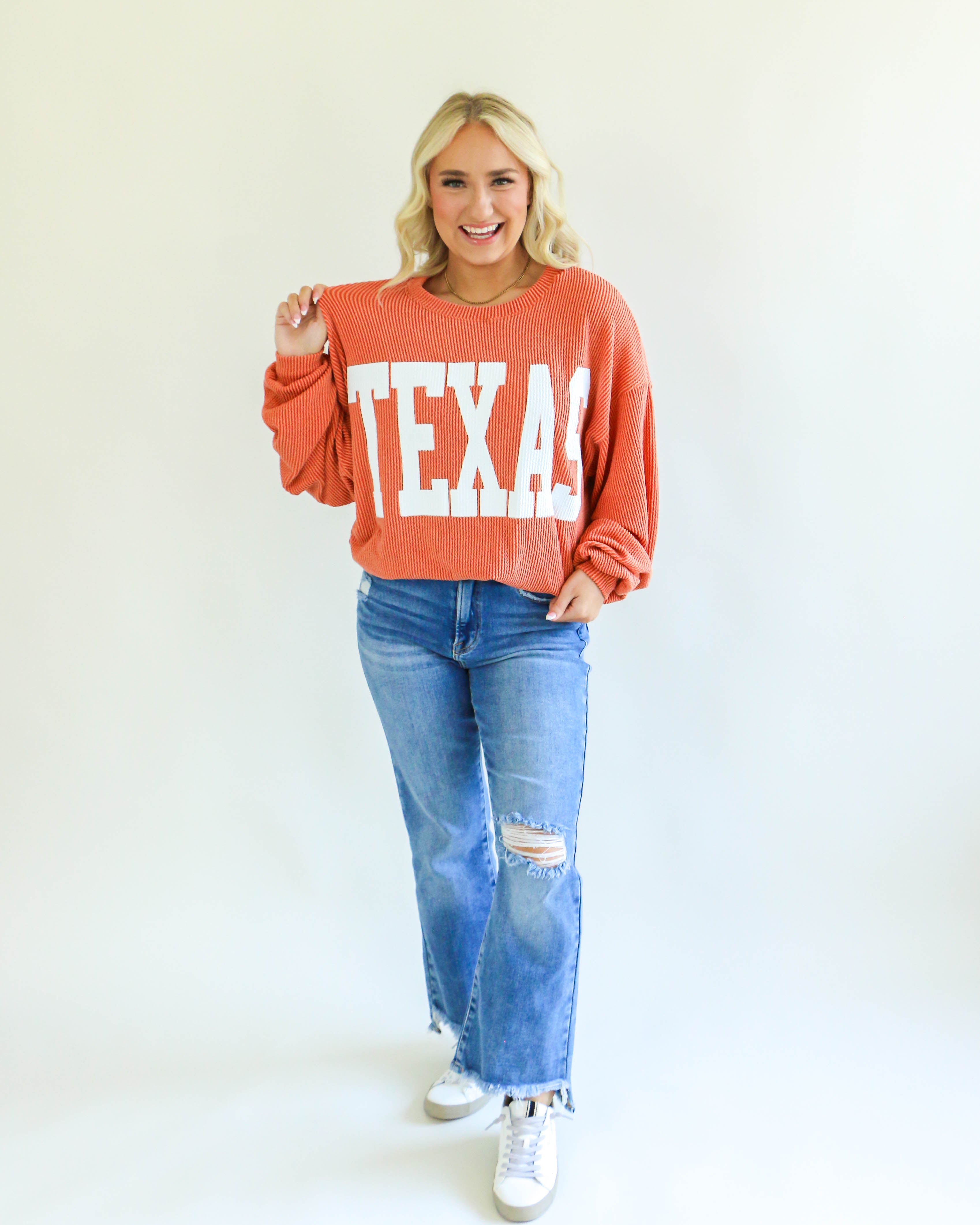 Texas Comfy Graphic Sweatshirt in Burnt Orange