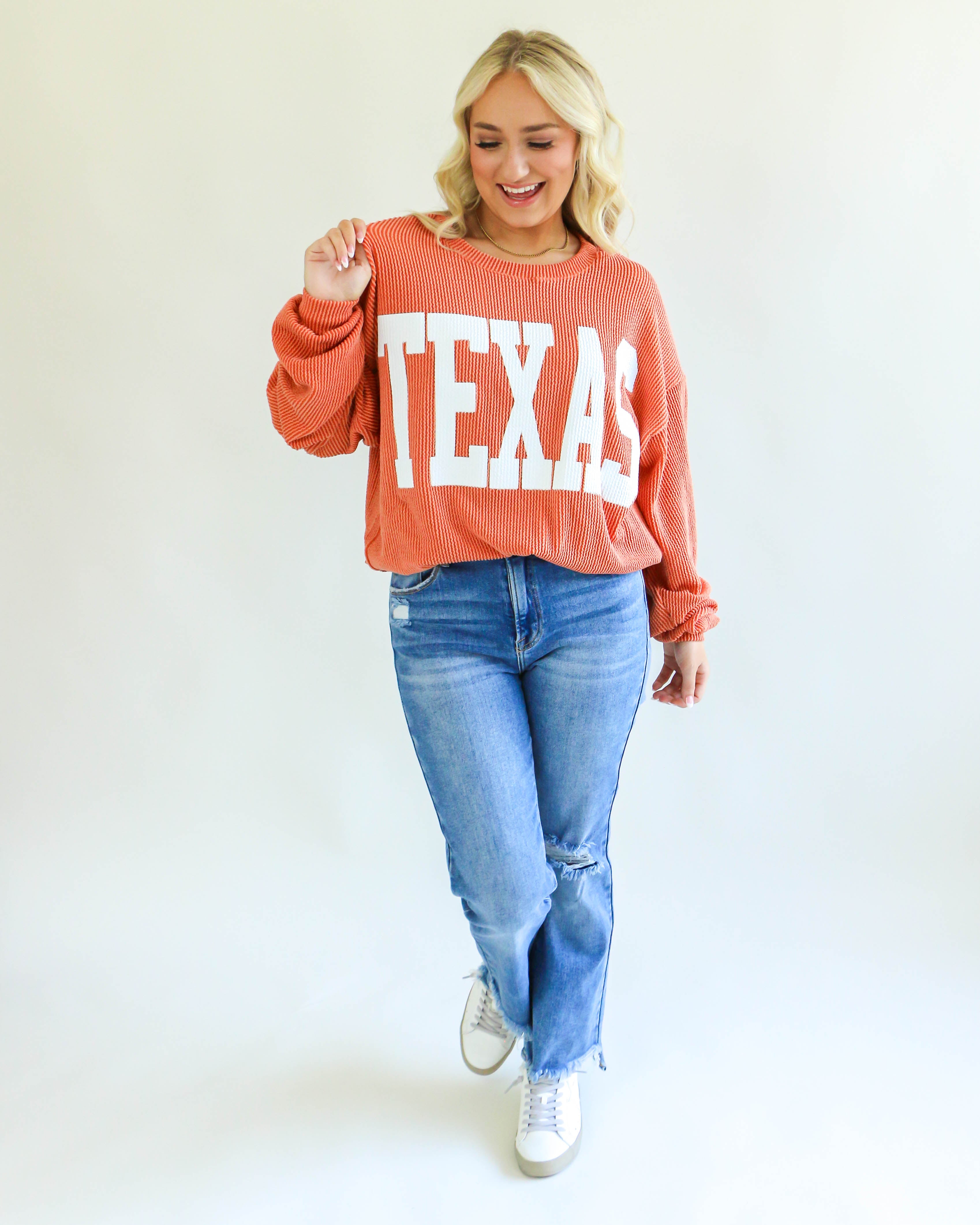 Texas Comfy Graphic Sweatshirt in Burnt Orange