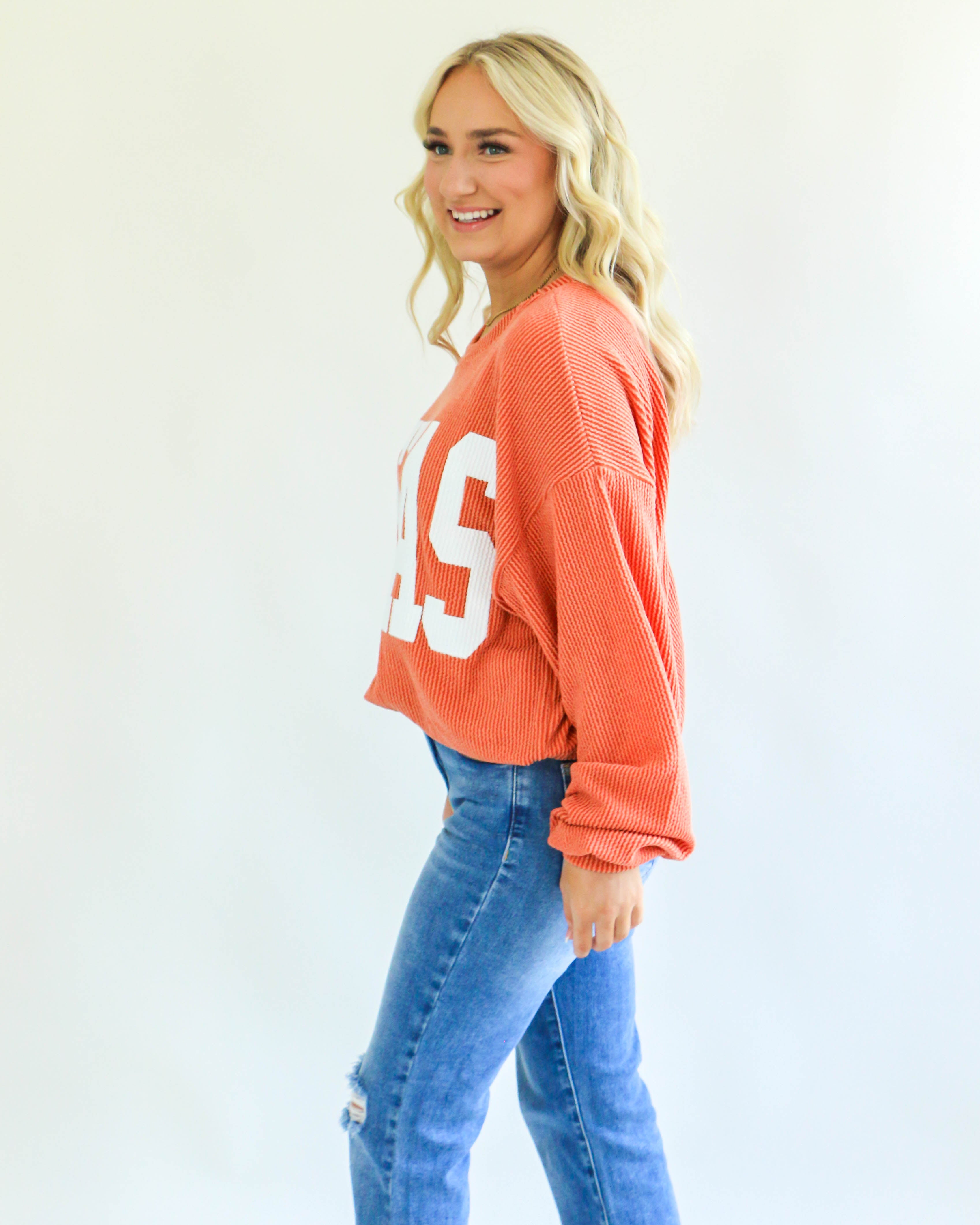 Texas Comfy Graphic Sweatshirt in Burnt Orange