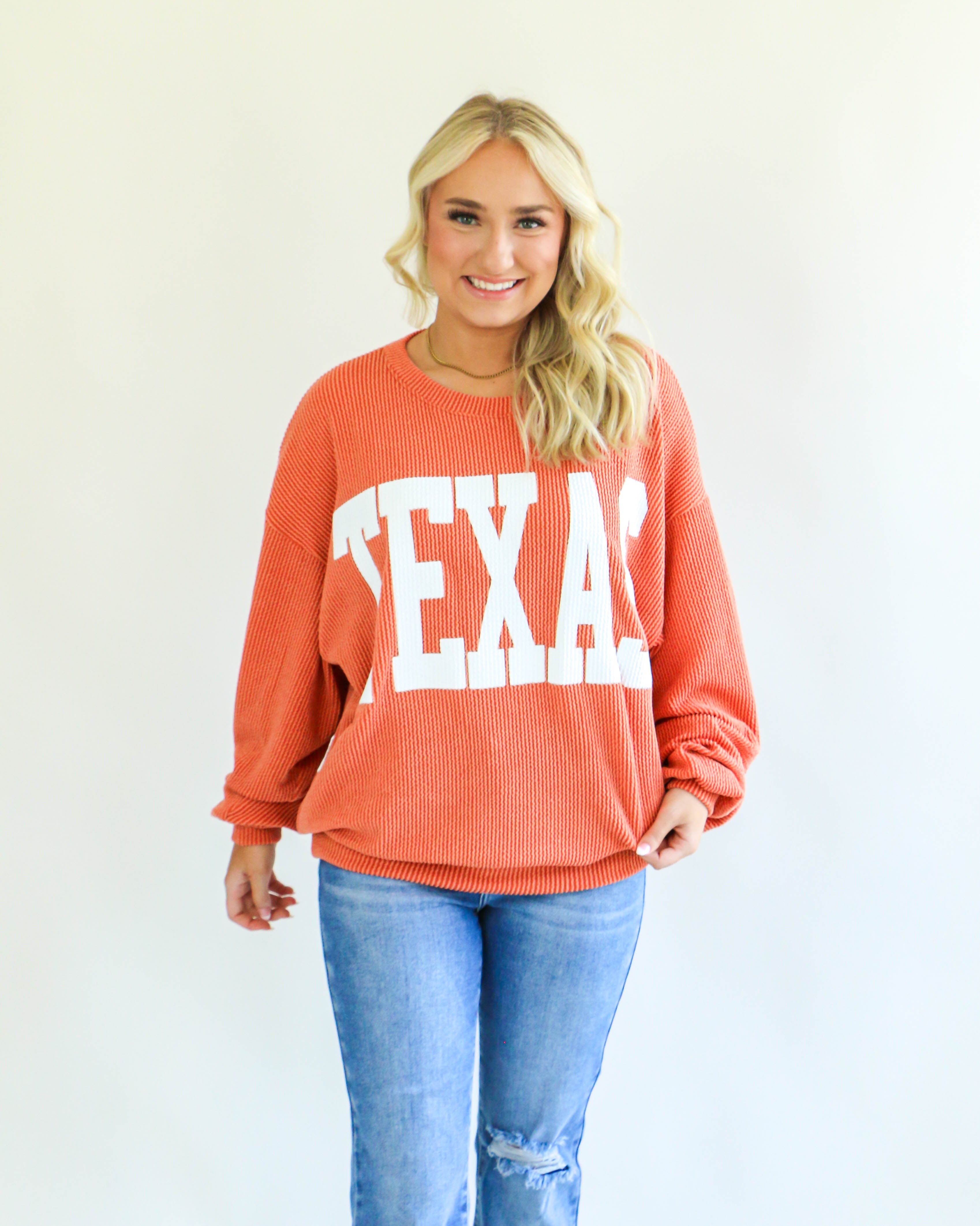 Texas Comfy Graphic Sweatshirt in Burnt Orange