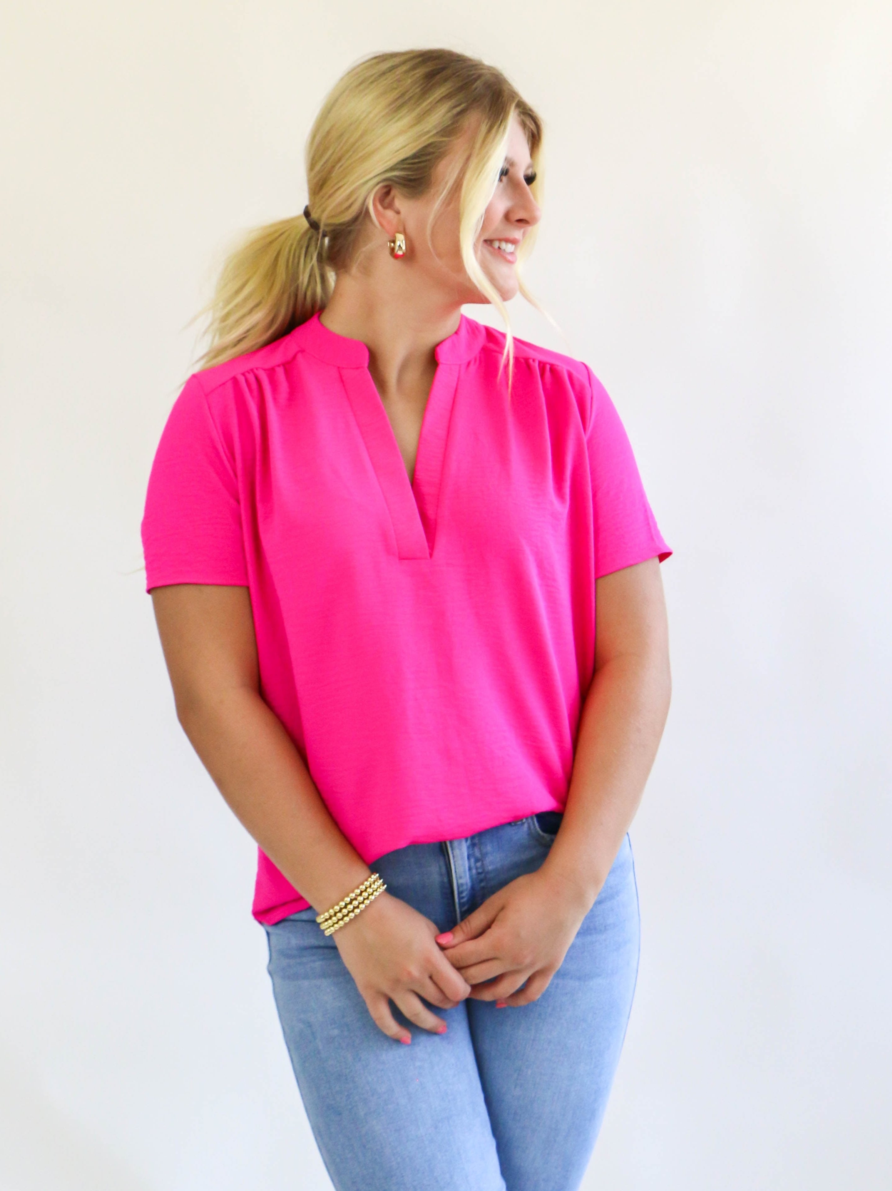 First Date Top In Hot Pink