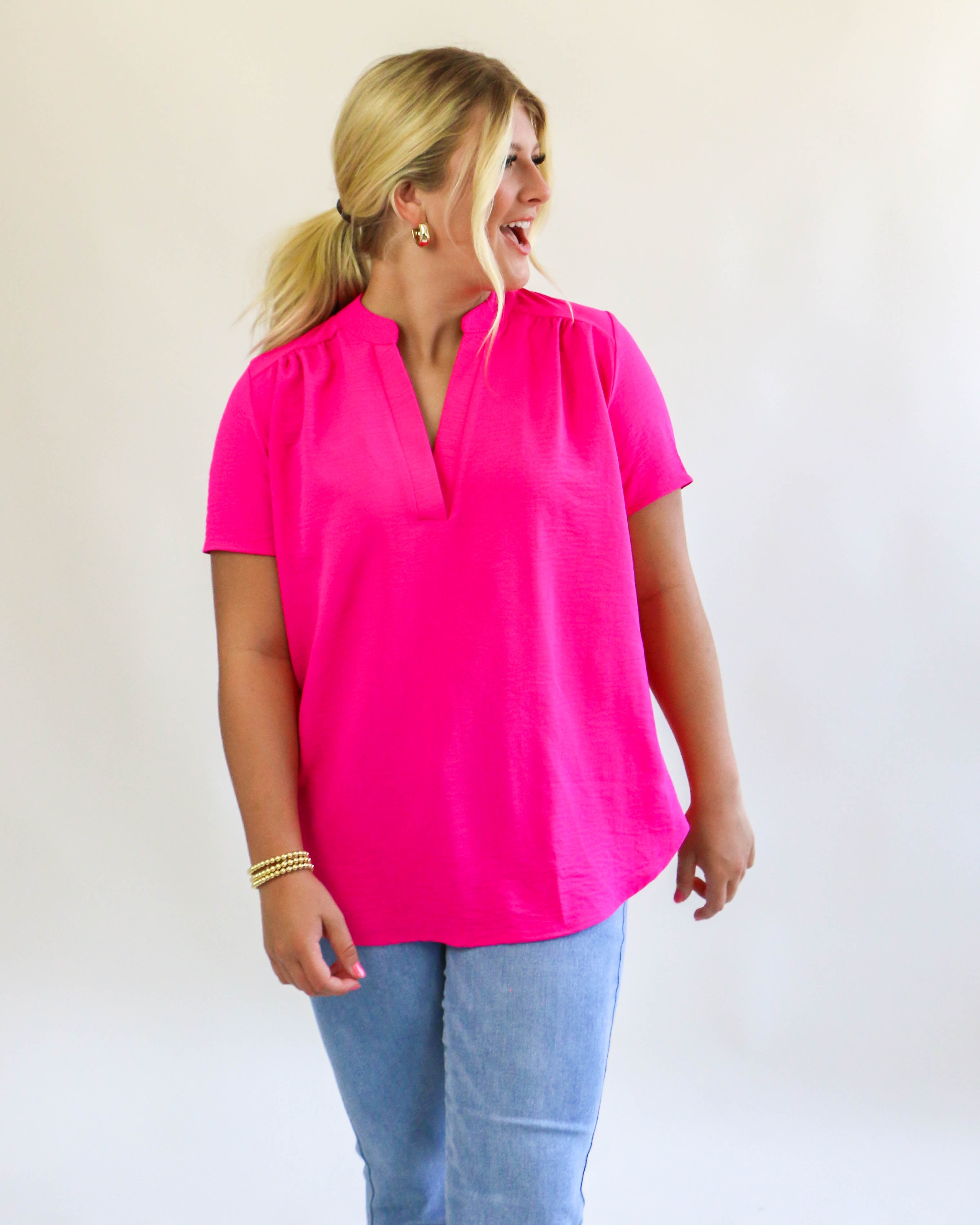 First Date Top In Hot Pink