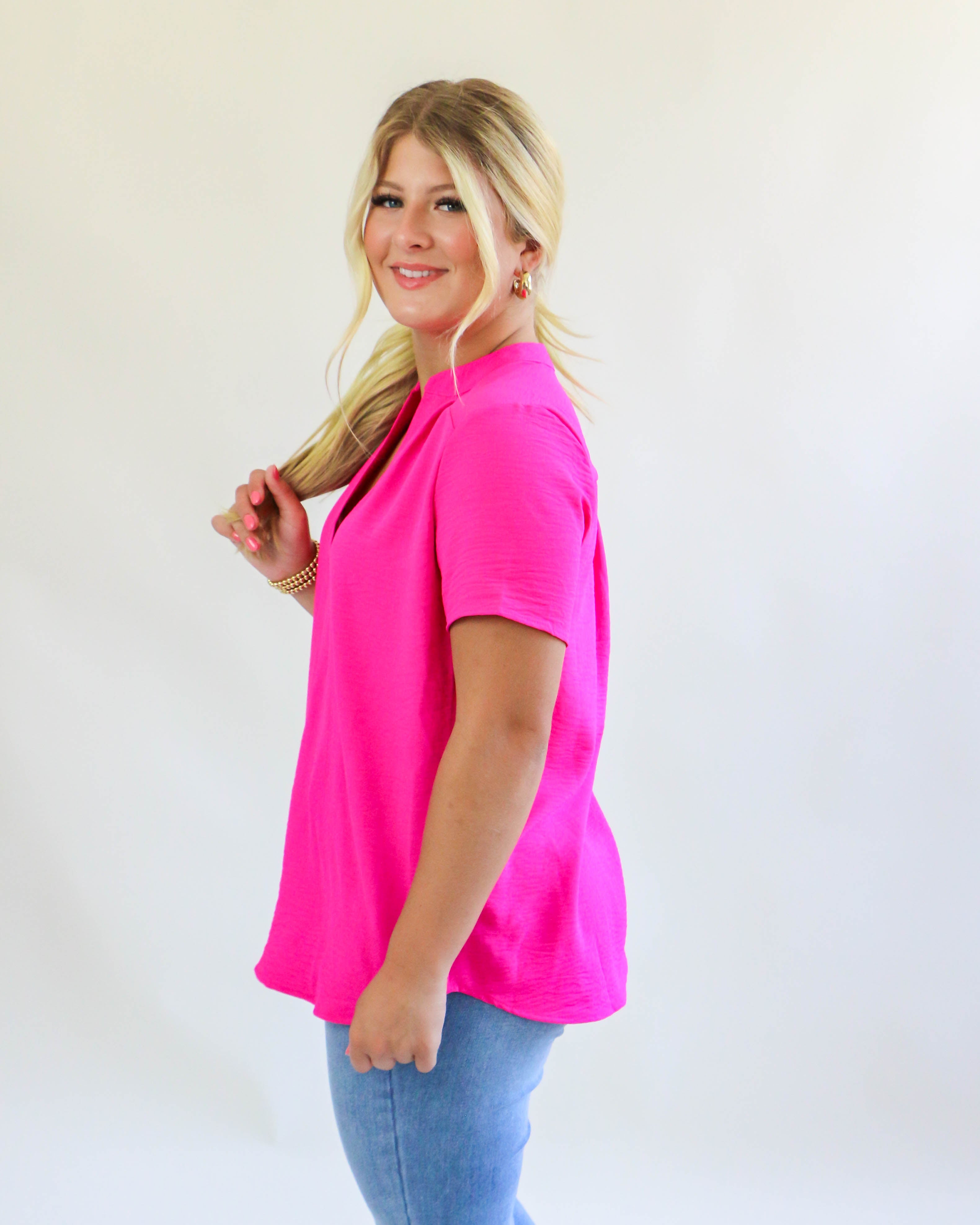 First Date Top In Hot Pink