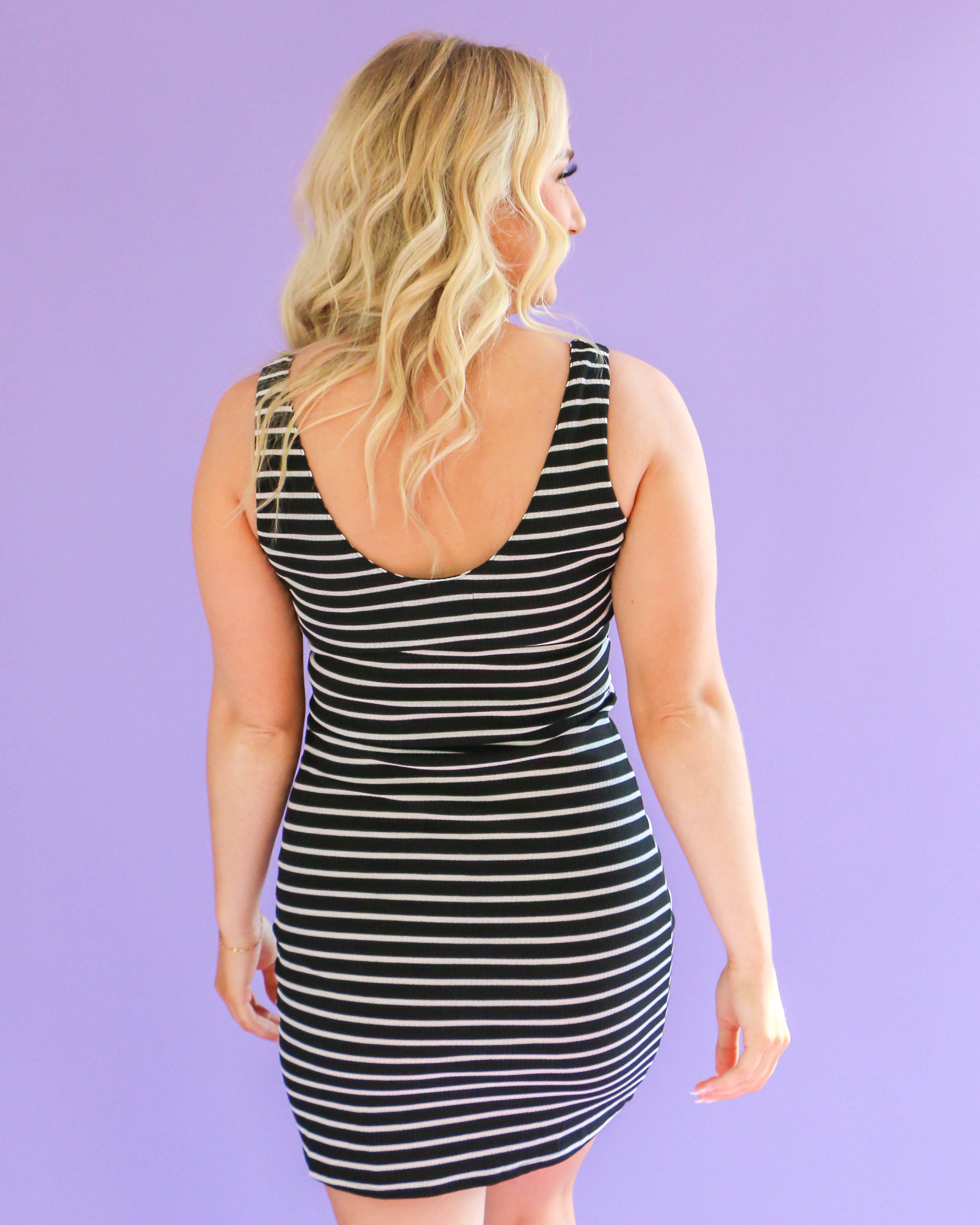 Black Stripe Tank Mini Dress