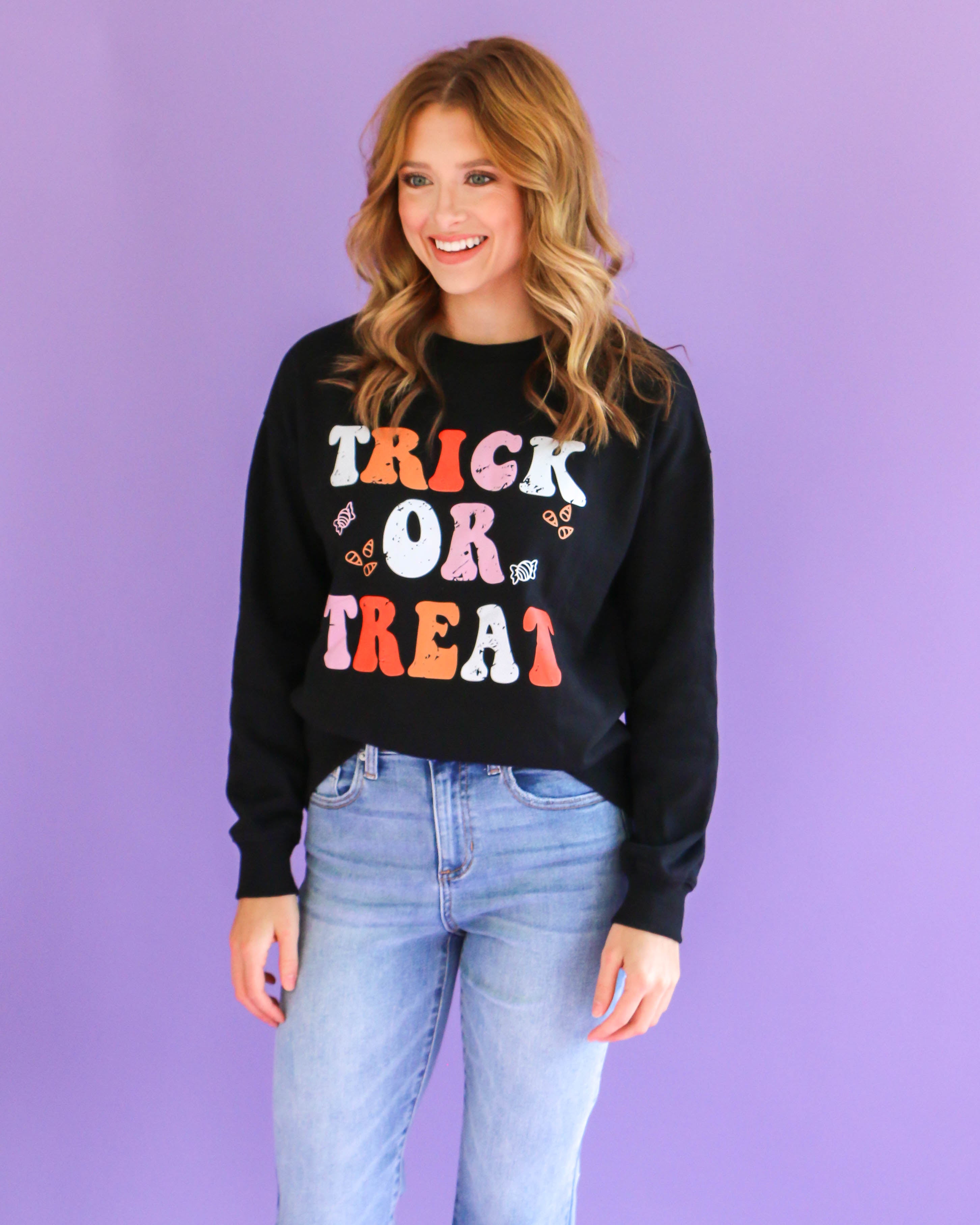 Black Trick or Treat Crewneck