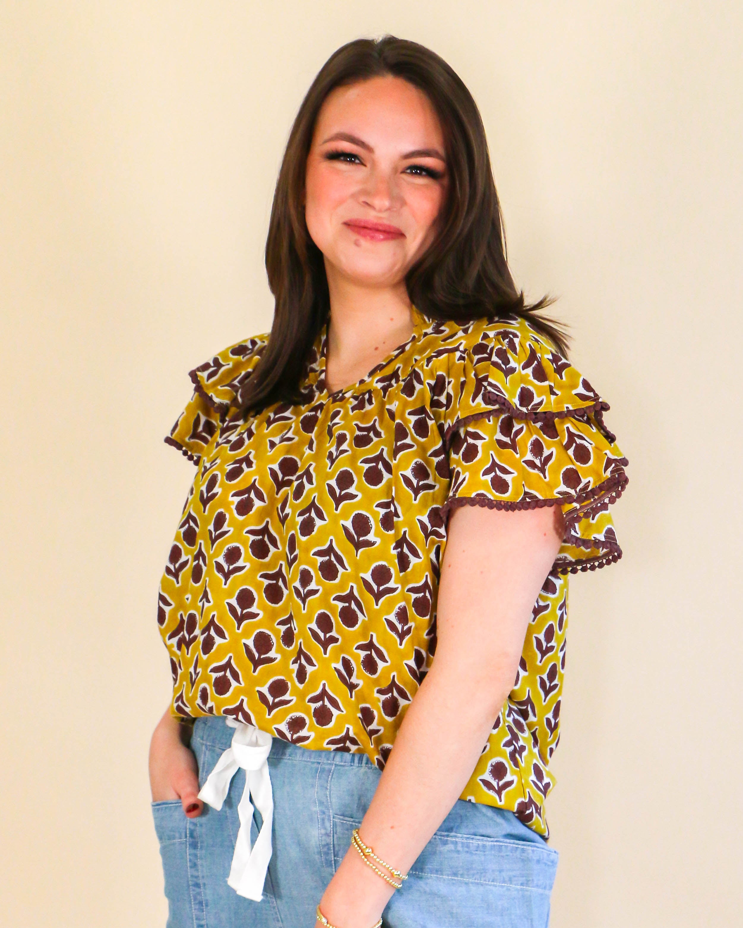 Flutter Block Top in Mustard