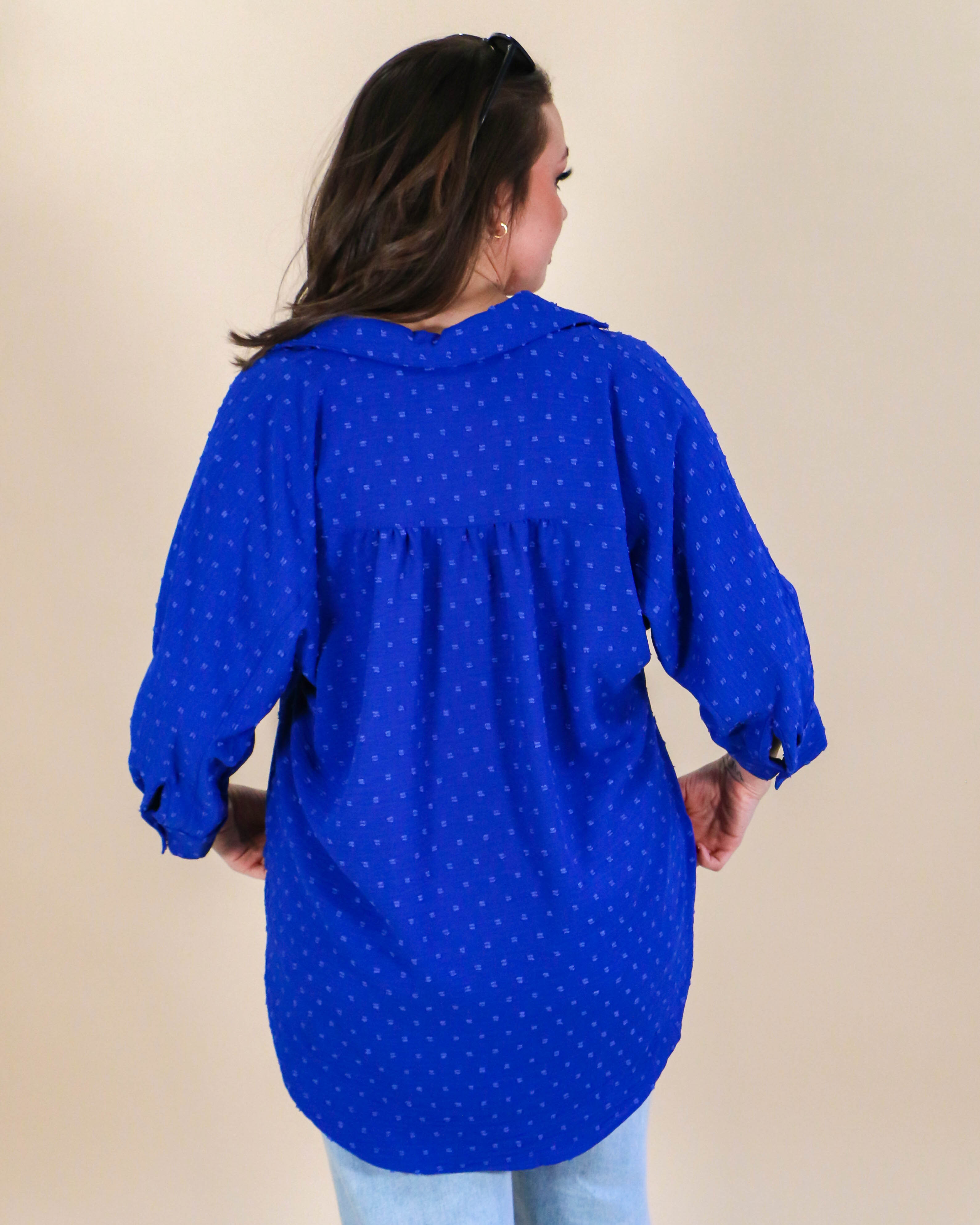 Pop Collar Popover Top in Royal